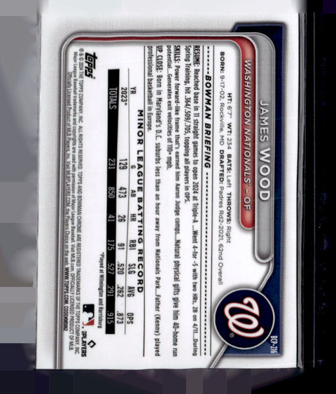 2024 Bowman Chrome James Wood Blue Refractor/150