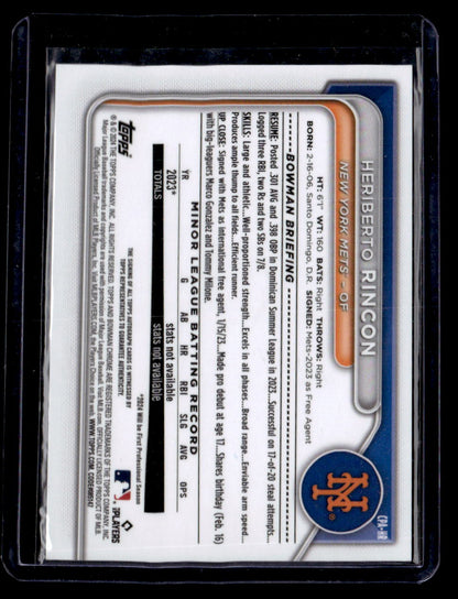 2024 Bowman Chrome Heriberto Rincon Gold Sparkle /50
