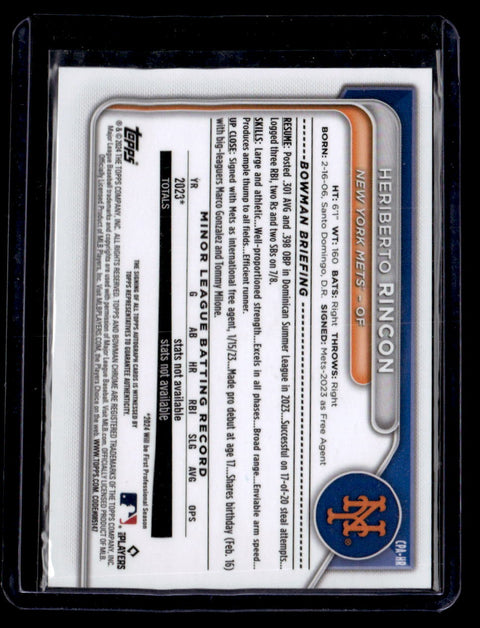2024 Bowman Chrome Heriberto Rincon Gold Sparkle /50
