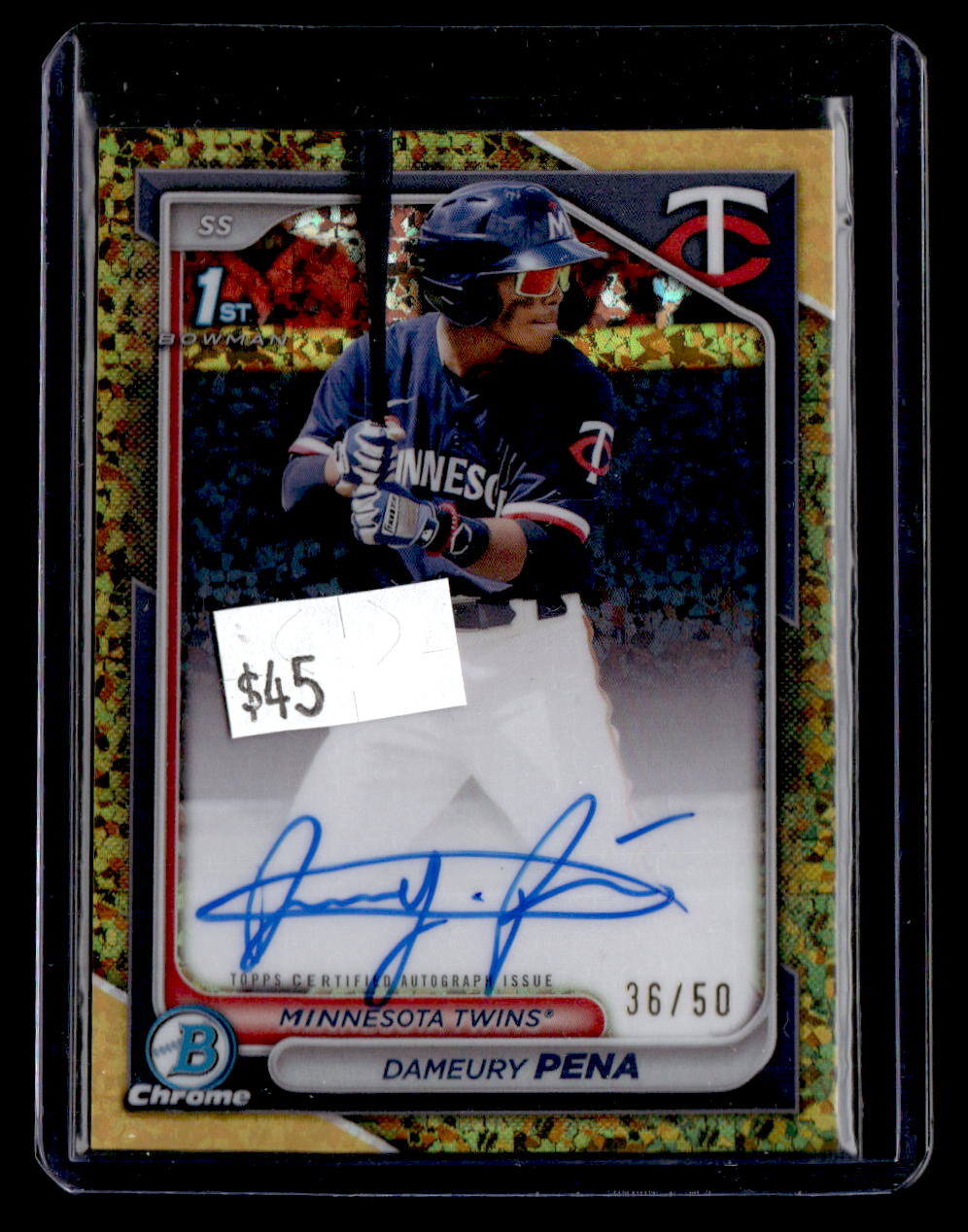 2024 Bowman Chrome Dameury Pena Gold Sparkle Auto /50