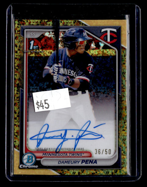 2024 Bowman Chrome Dameury Pena Gold Sparkle Auto /50