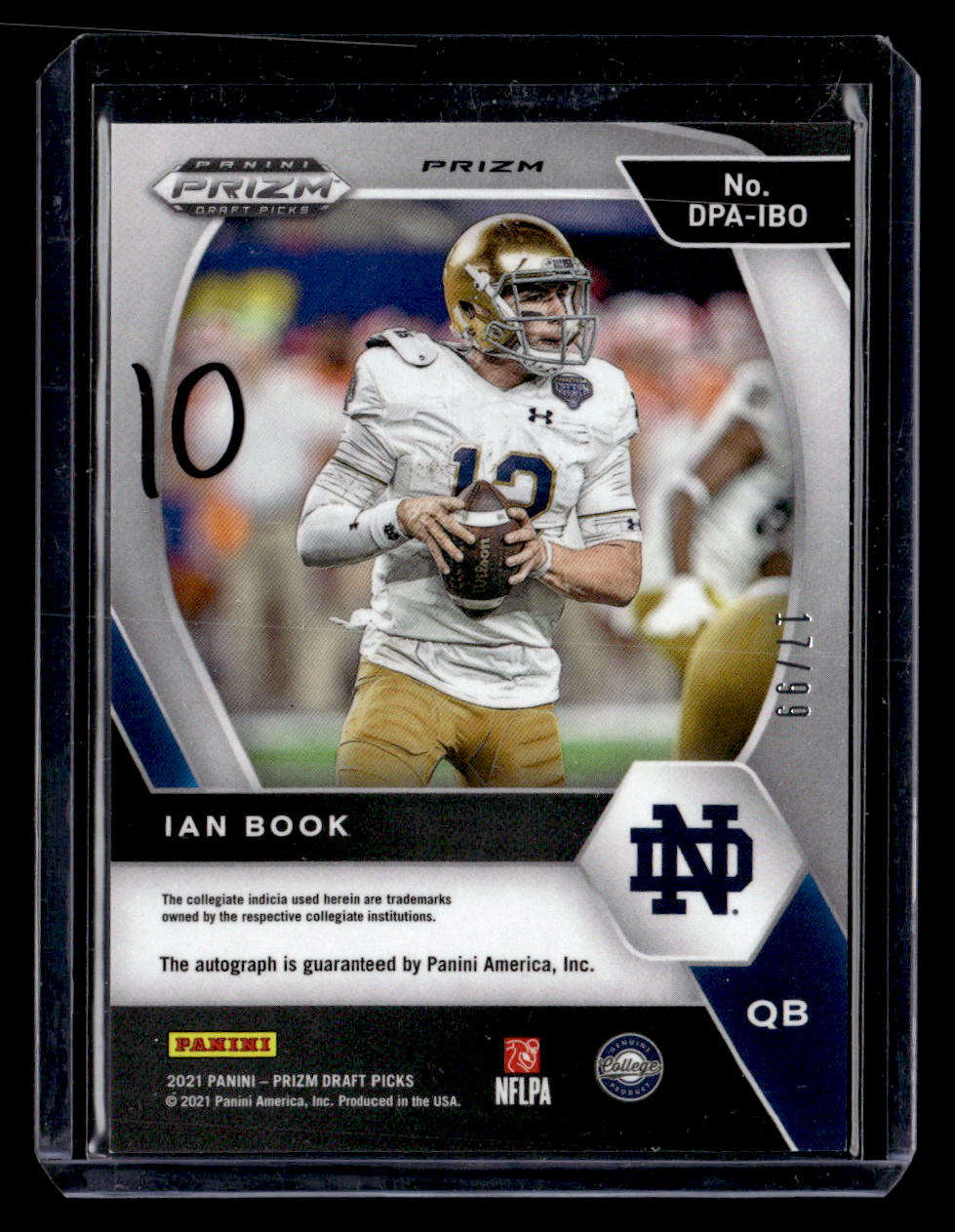2021 Panini Prizm Draft Picks Purple Cracked Ice Ian Book Auto RC /99