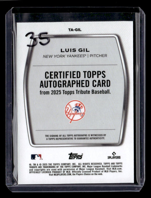2025 Topps Tribute Luis Gil Certified Autograph Card /99