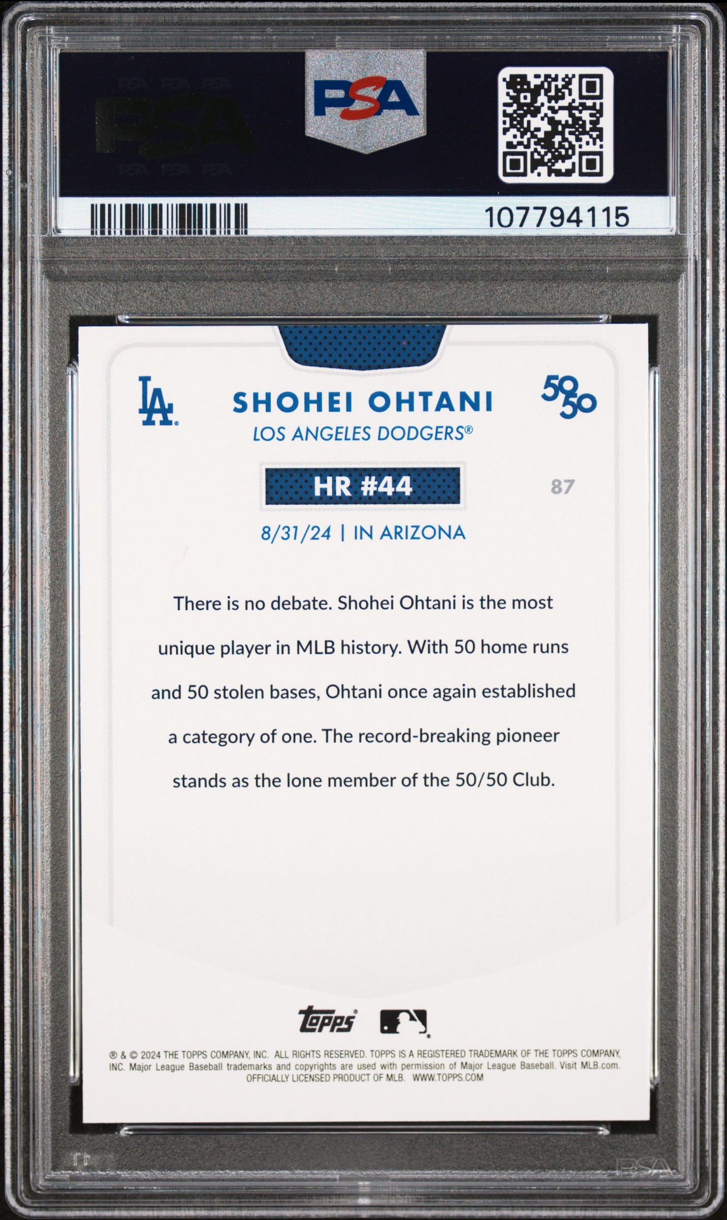 2024 Topps 50/50 Shohei Ohtani #87 Shohei Ohtani PSA 9
