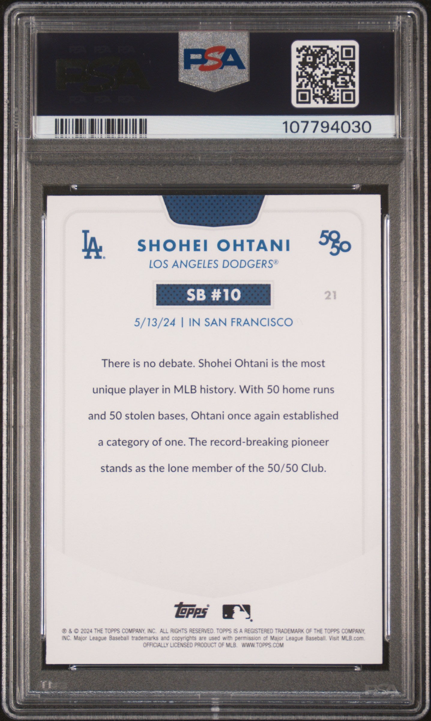 2024 Topps 50/50 Shohei Ohtani #21 Shohei Ohtani PSA 9