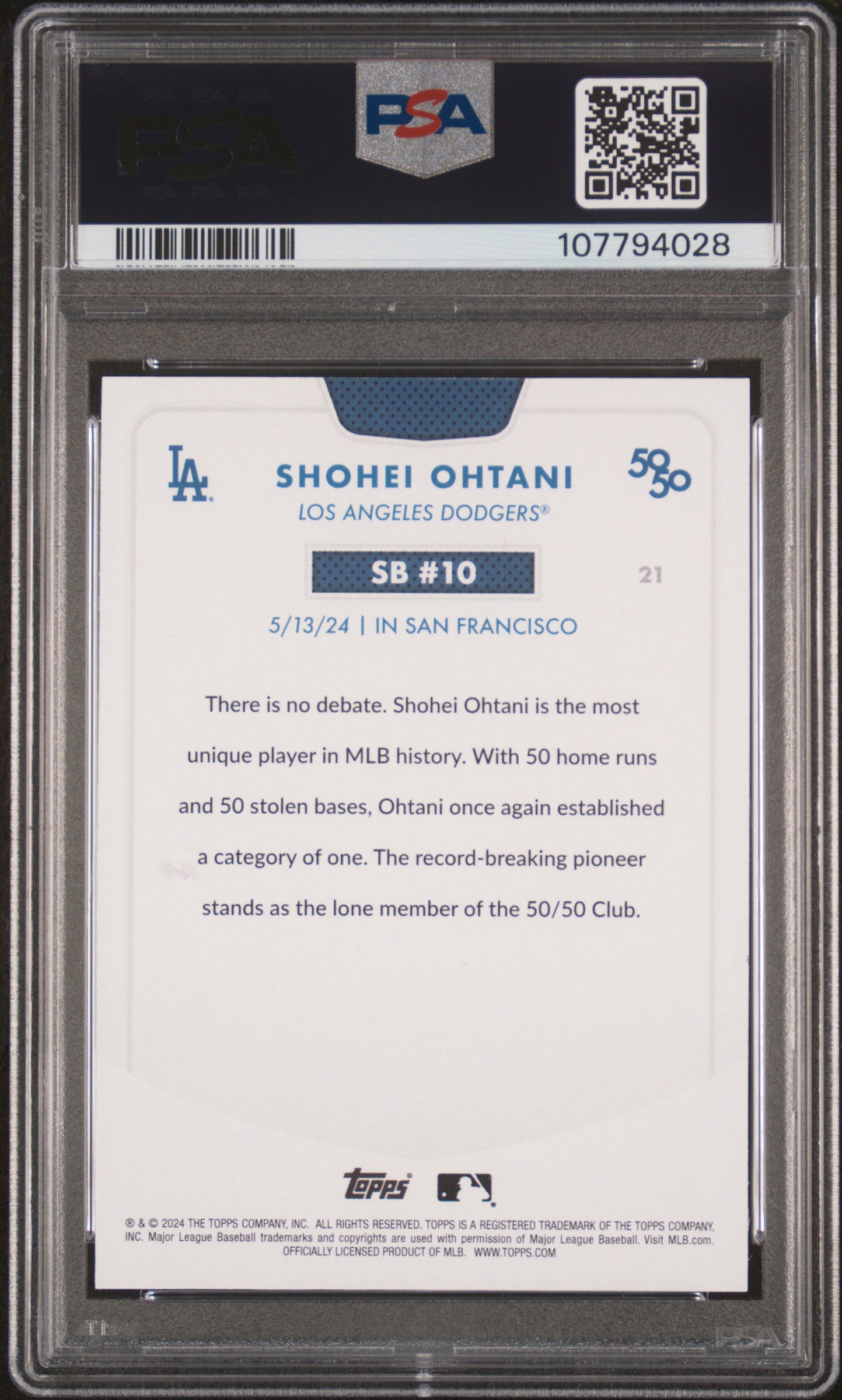 2024 Topps 50/50 Shohei Ohtani #21 Shohei Ohtani PSA 9