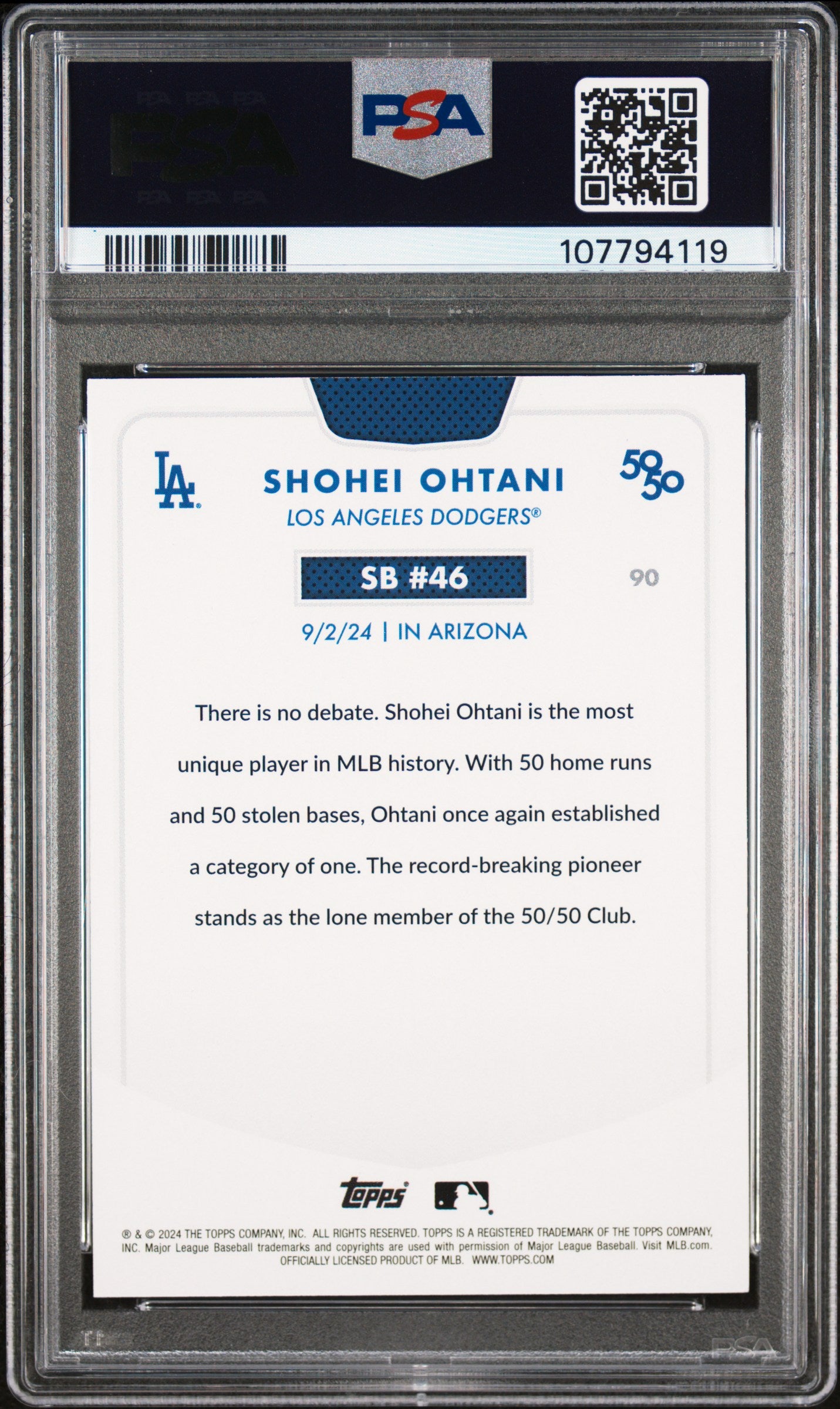 2024 Topps 50/50 Shohei Ohtani #90 Shohei Ohtani PSA 9
