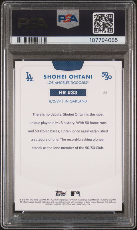 2024 Topps 50/50 Shohei Ohtani #61 Shohei Ohtani PSA 9