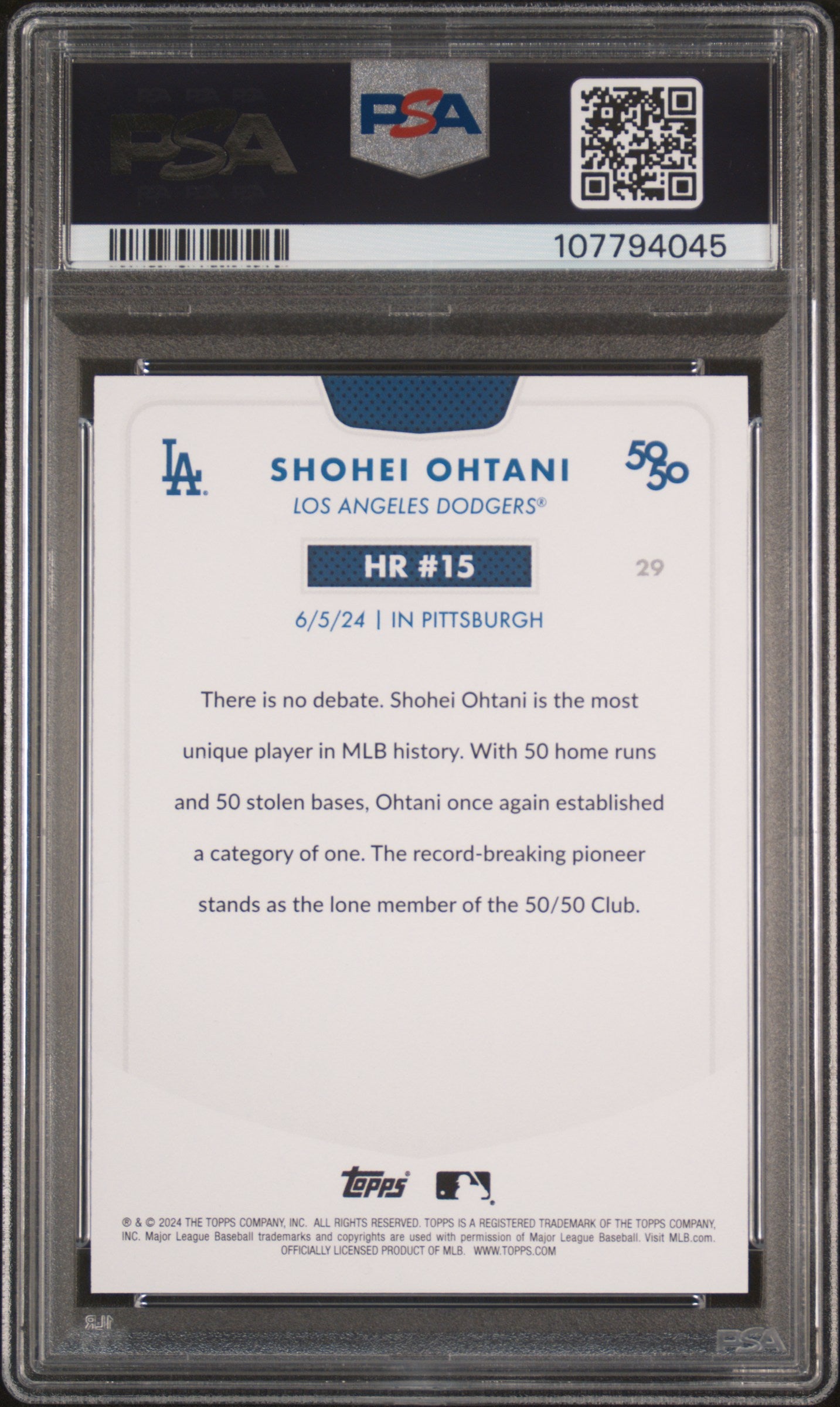 2024 Topps 50/50 Shohei Ohtani #29 Shohei Ohtani PSA 9
