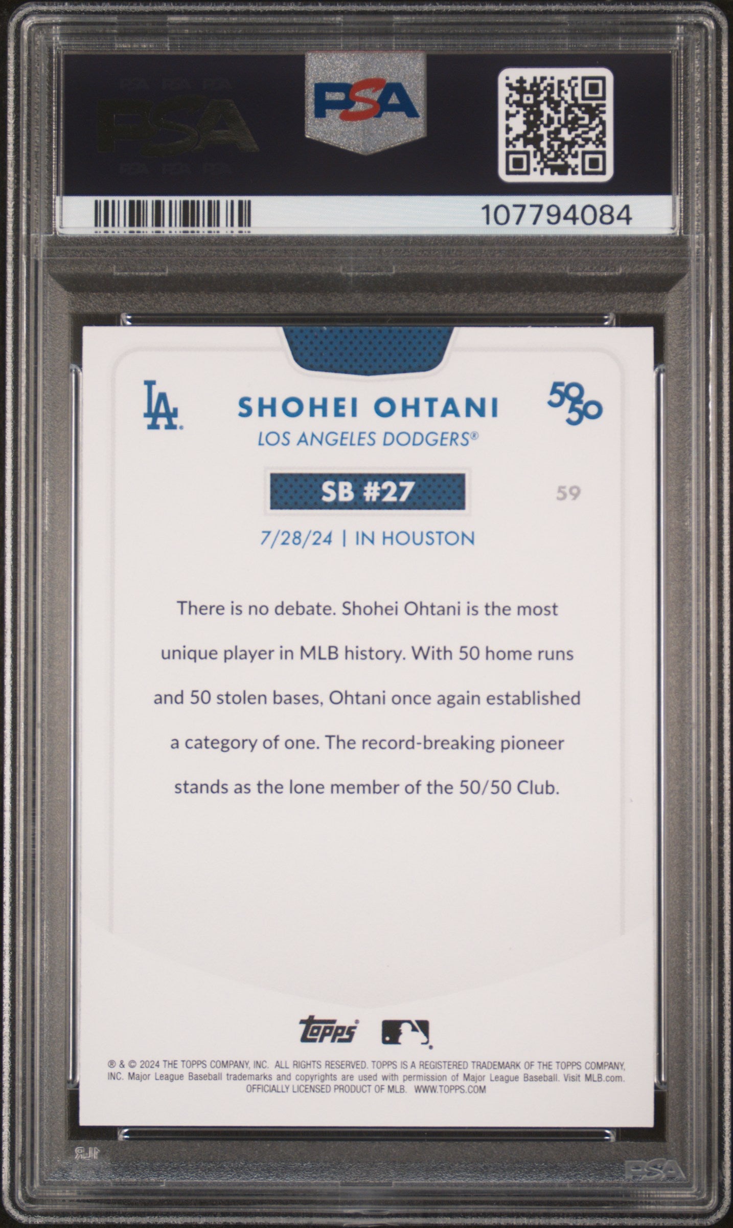 2024 Topps 50/50 Shohei Ohtani #59 Shohei Ohtani PSA 9