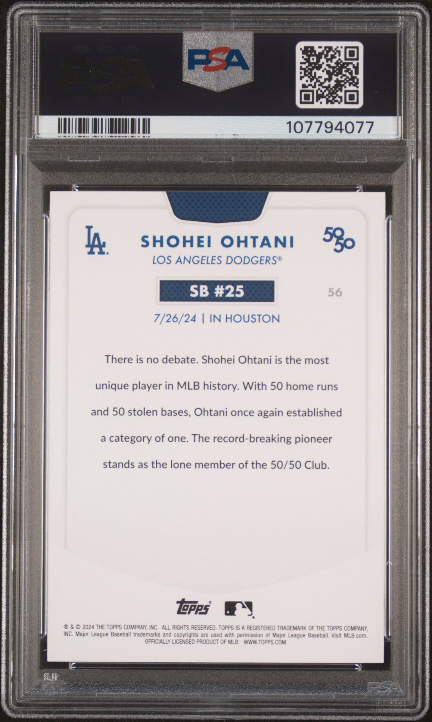 2024 Topps 50/50 Shohei Ohtani #56 Shohei Ohtani PSA 9