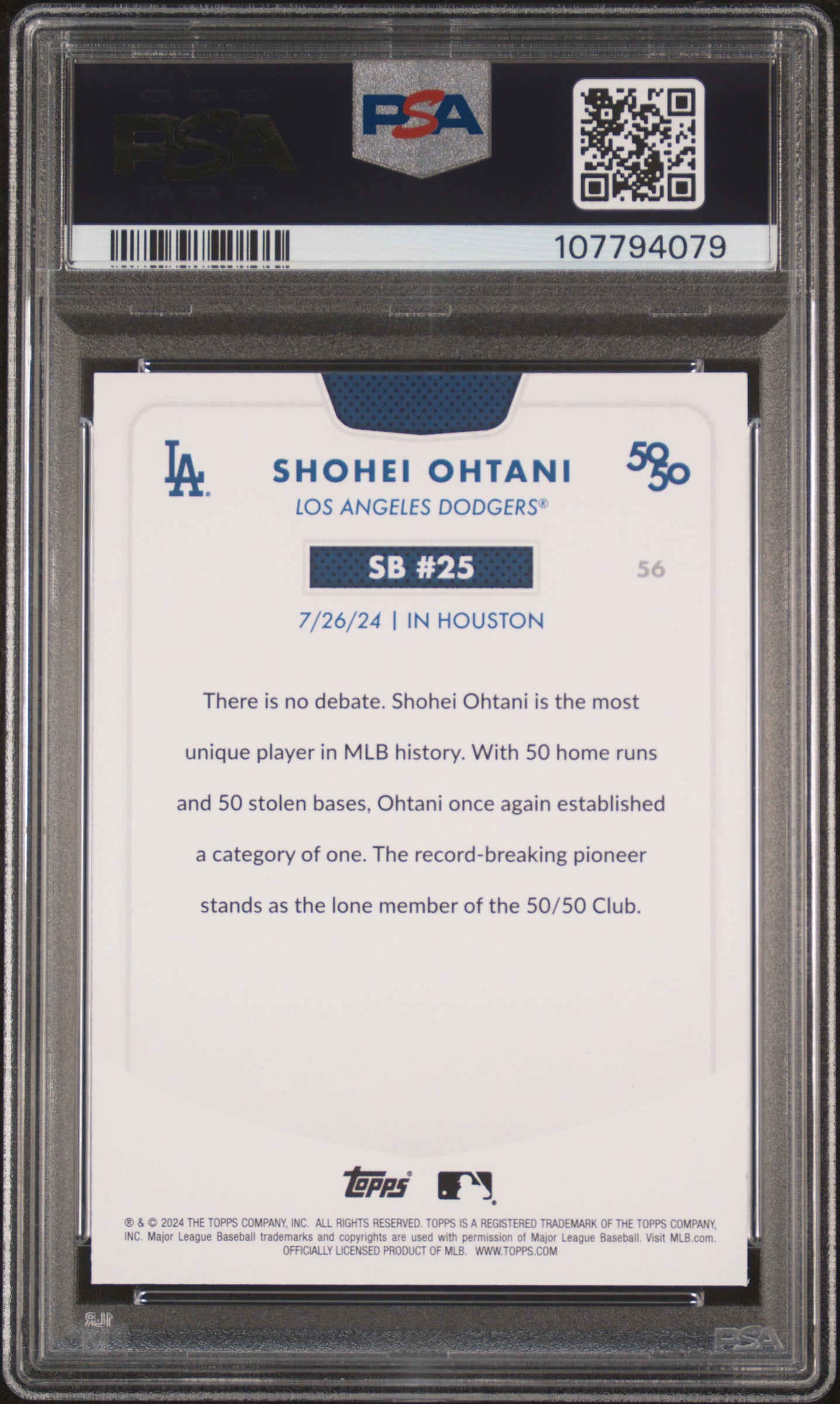 2024 Topps 50/50 Shohei Ohtani #56 Shohei Ohtani PSA 9