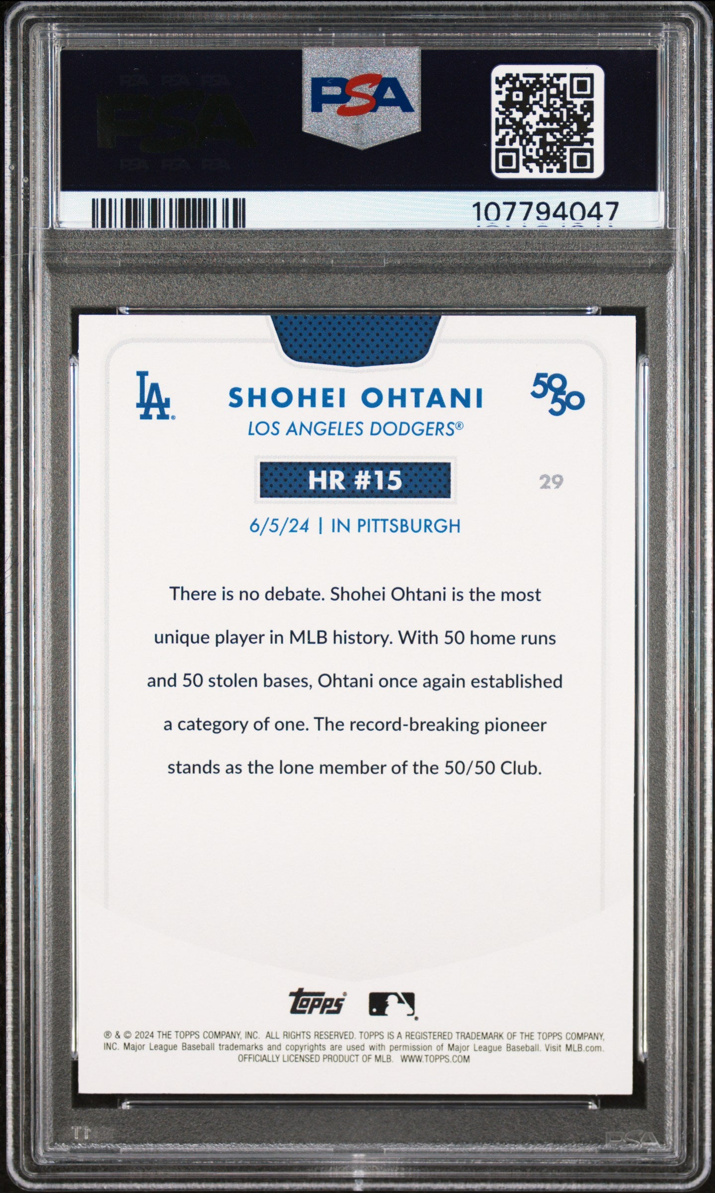2024 Topps 50/50 Shohei Ohtani #29 Shohei Ohtani PSA 9