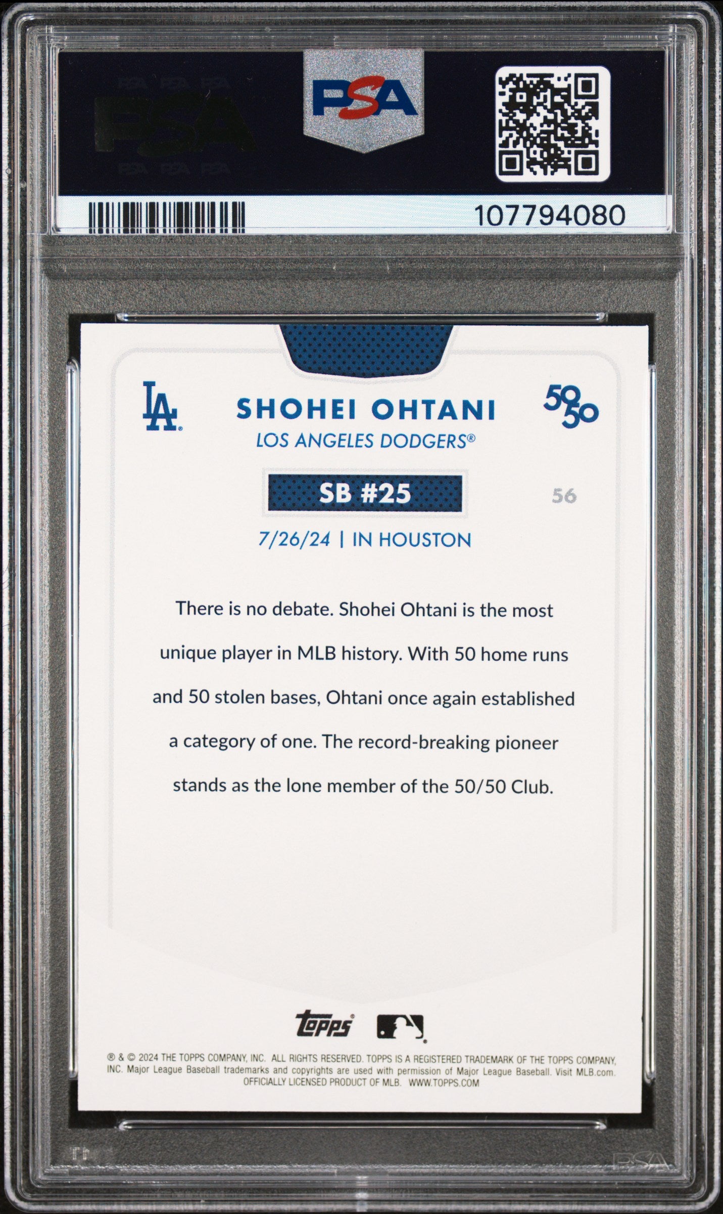 2024 Topps 50/50 Shohei Ohtani #56 Shohei Ohtani PSA 9