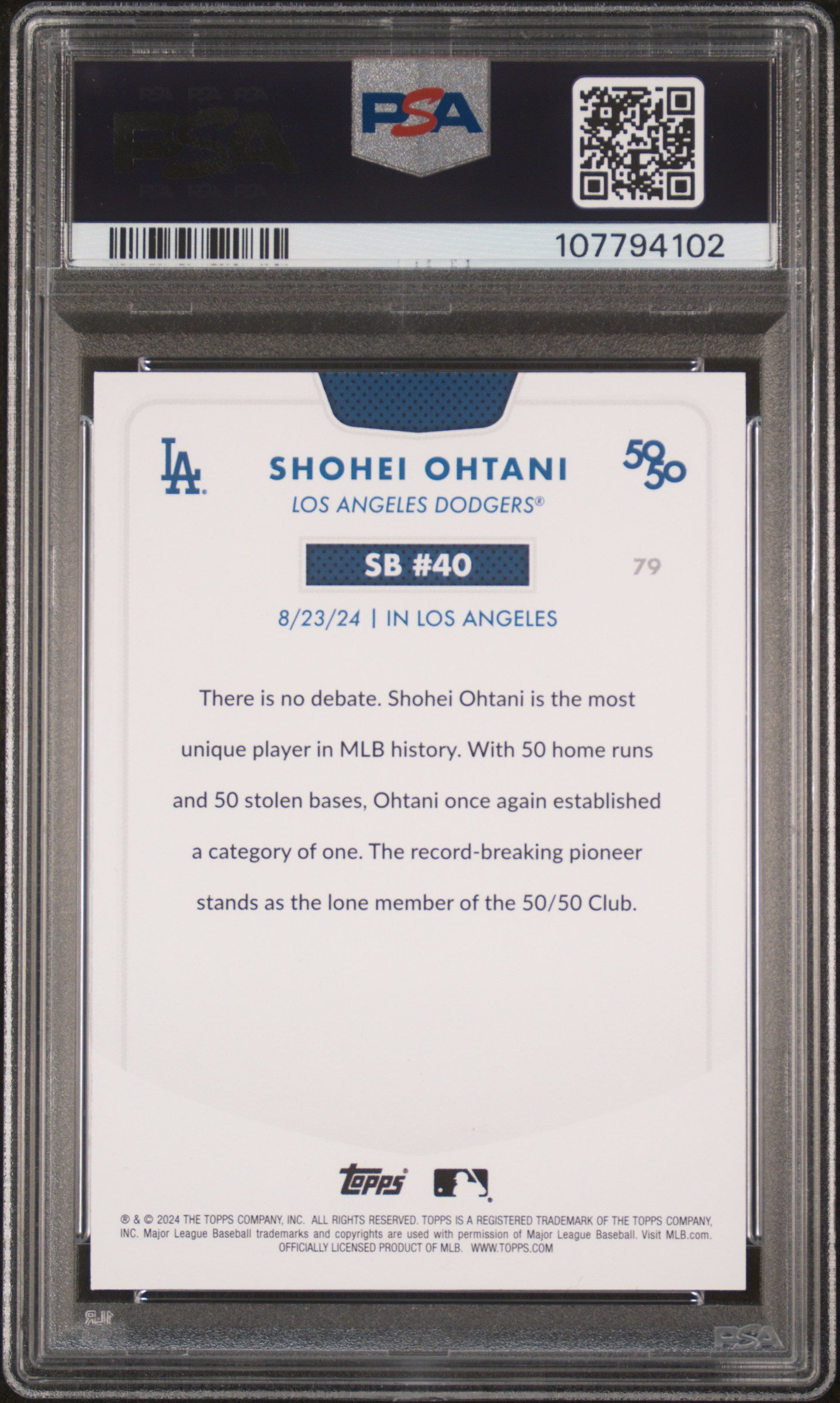 2024 Topps 50/50 Shohei Ohtani #79 Shohei Ohtani PSA 9