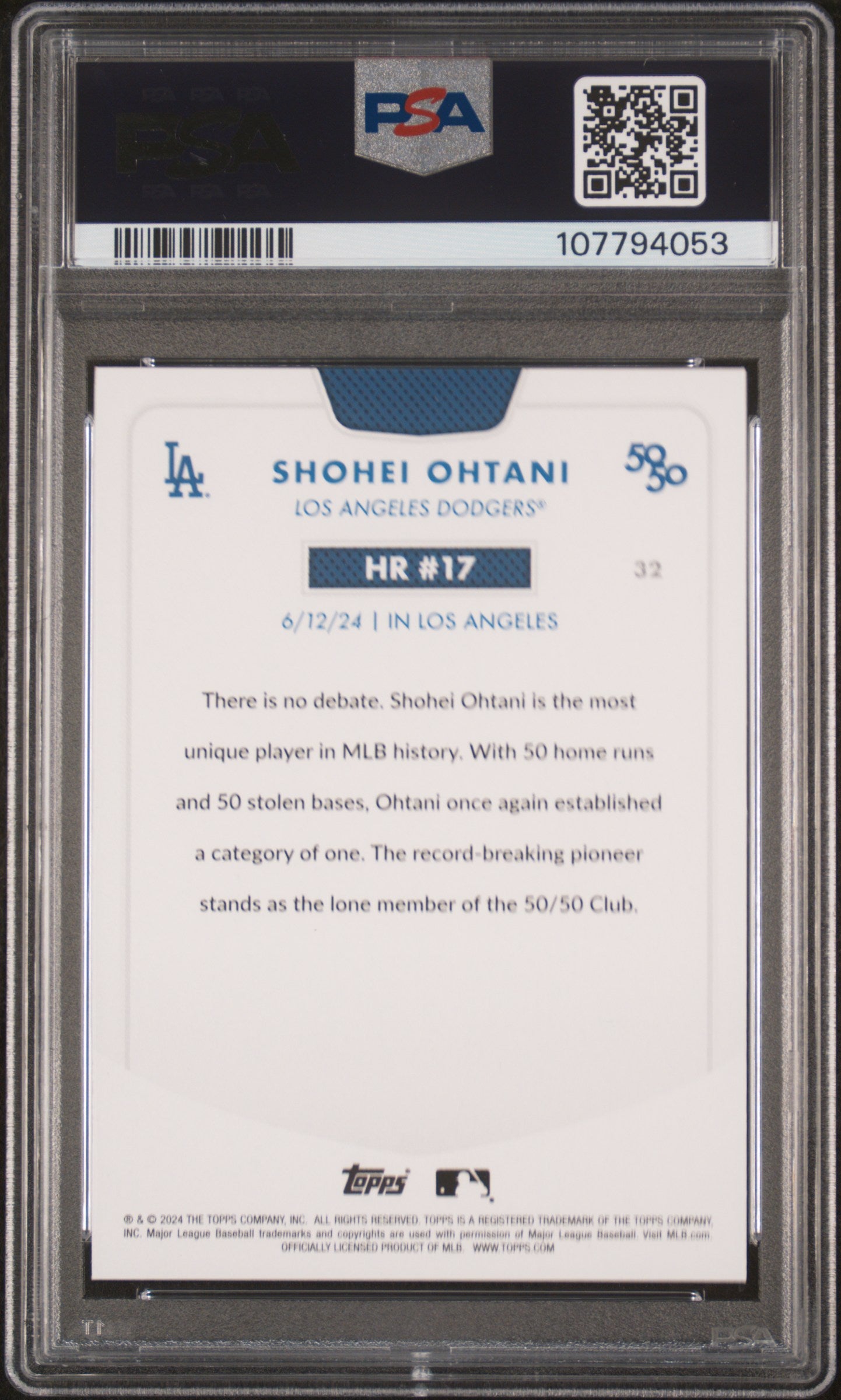 2024 Topps 50/50 Shohei Ohtani #32 Shohei Ohtani PSA 9
