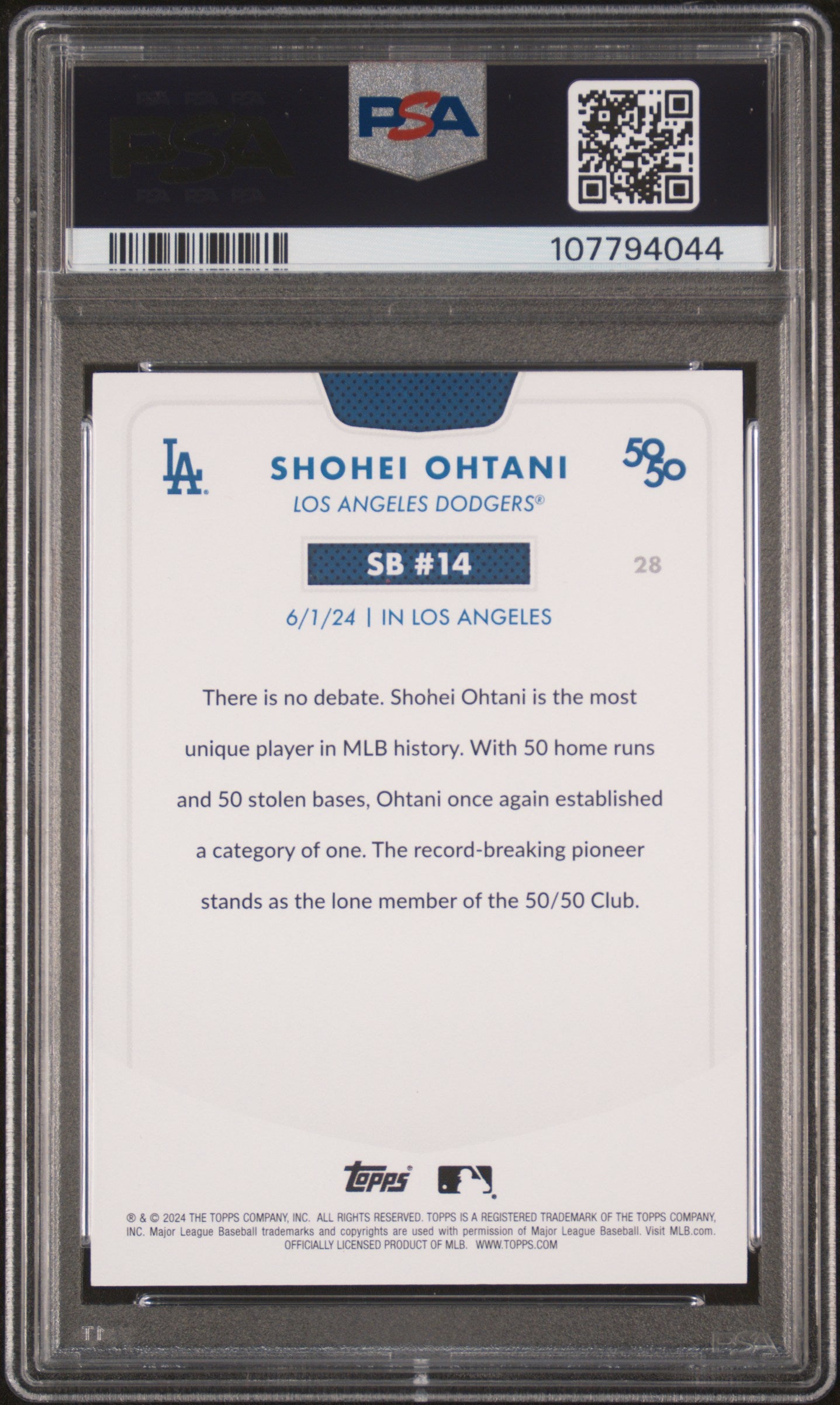 2024 Topps 50/50 Shohei Ohtani #28 Shohei Ohtani PSA 9