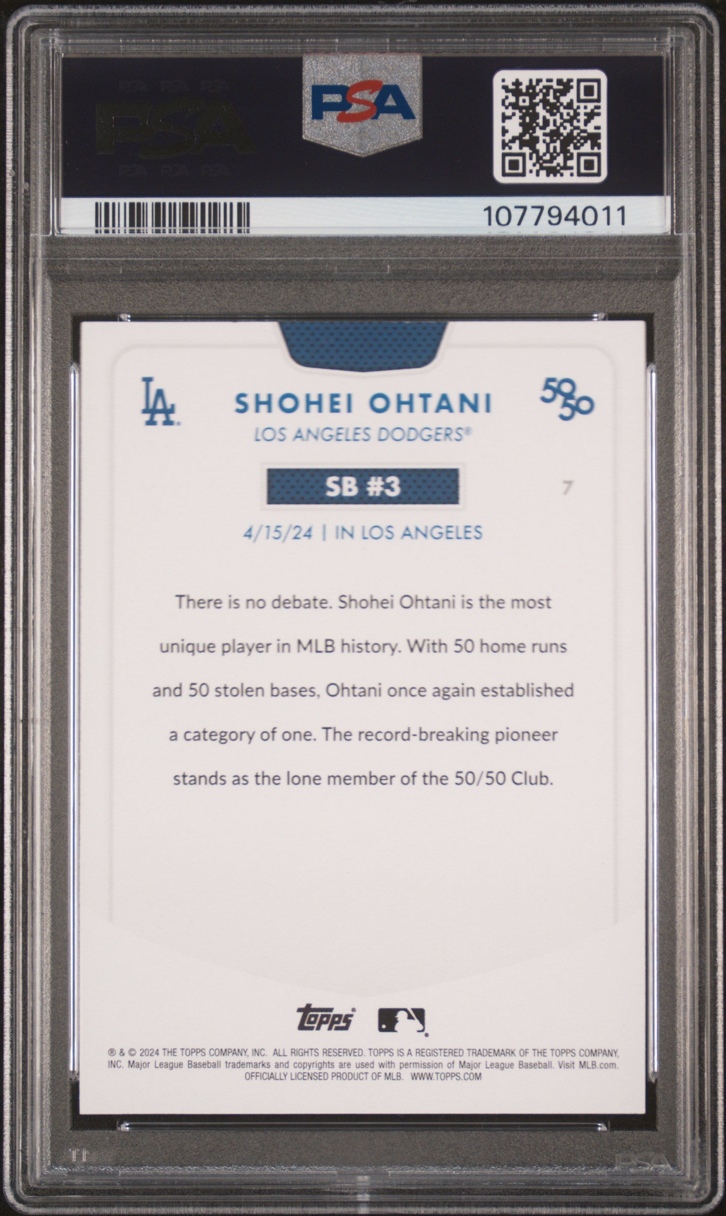 2024 Topps 50/50 Shohei Ohtani #7 Shohei Ohtani PSA 9