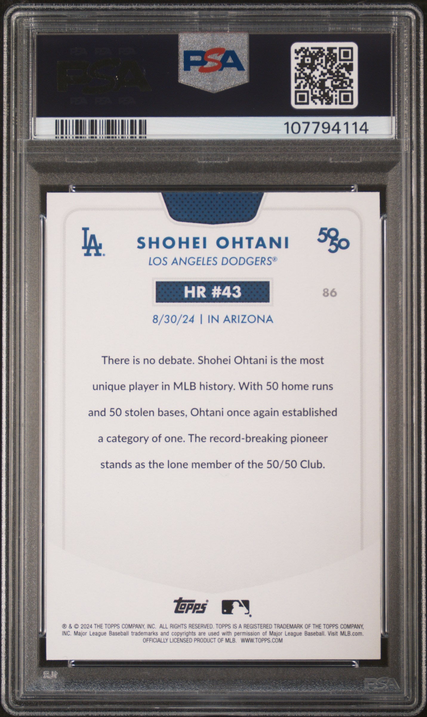 2024 Topps 50/50 Shohei Ohtani #86 Shohei Ohtani PSA 9