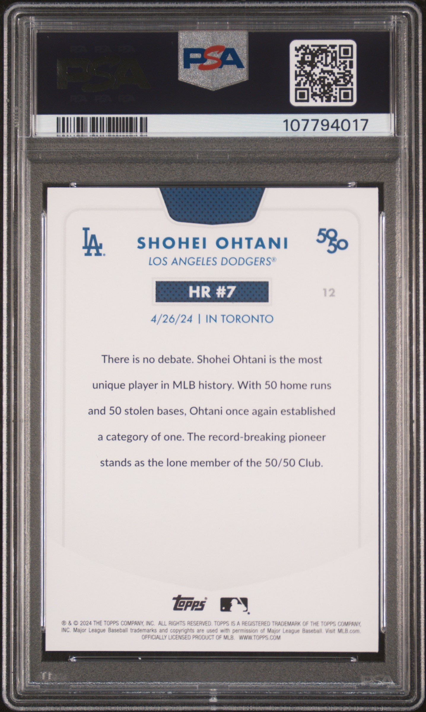 2024 Topps 50/50 Shohei Ohtani #12 Shohei Ohtani PSA 9