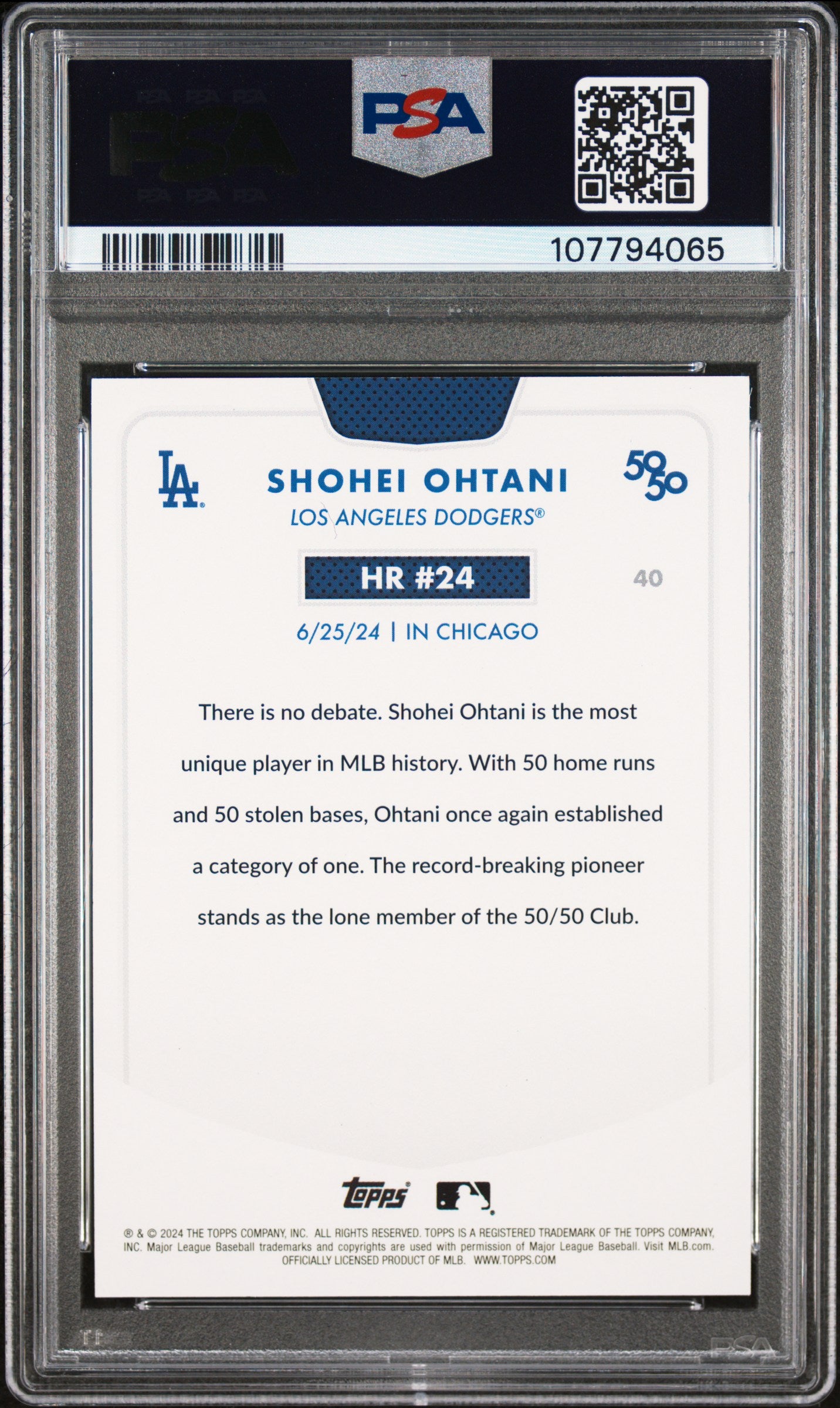 2024 Topps 50/50 Shohei Ohtani #40 Shohei Ohtani PSA 9