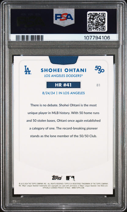 2024 Topps 50/50 Shohei Ohtani #81 Shohei Ohtani PSA 9