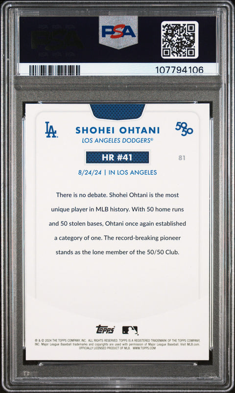 2024 Topps 50/50 Shohei Ohtani #81 Shohei Ohtani PSA 9