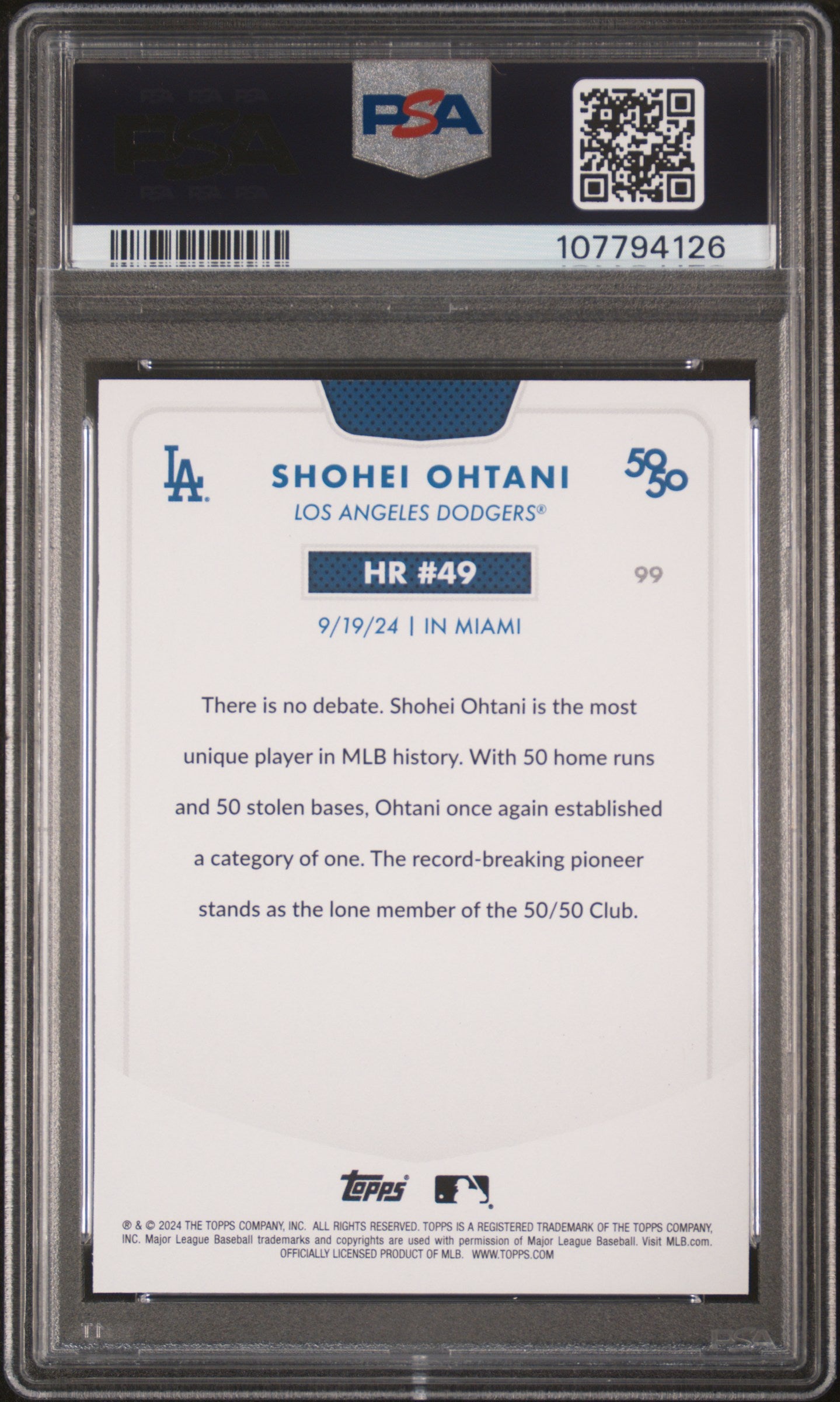 2024 Topps 50/50 Shohei Ohtani #99 Shohei Ohtani PSA 9