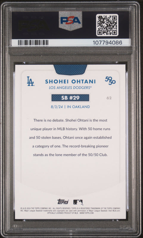 2024 Topps 50/50 Shohei Ohtani #62 Shohei Ohtani PSA 9