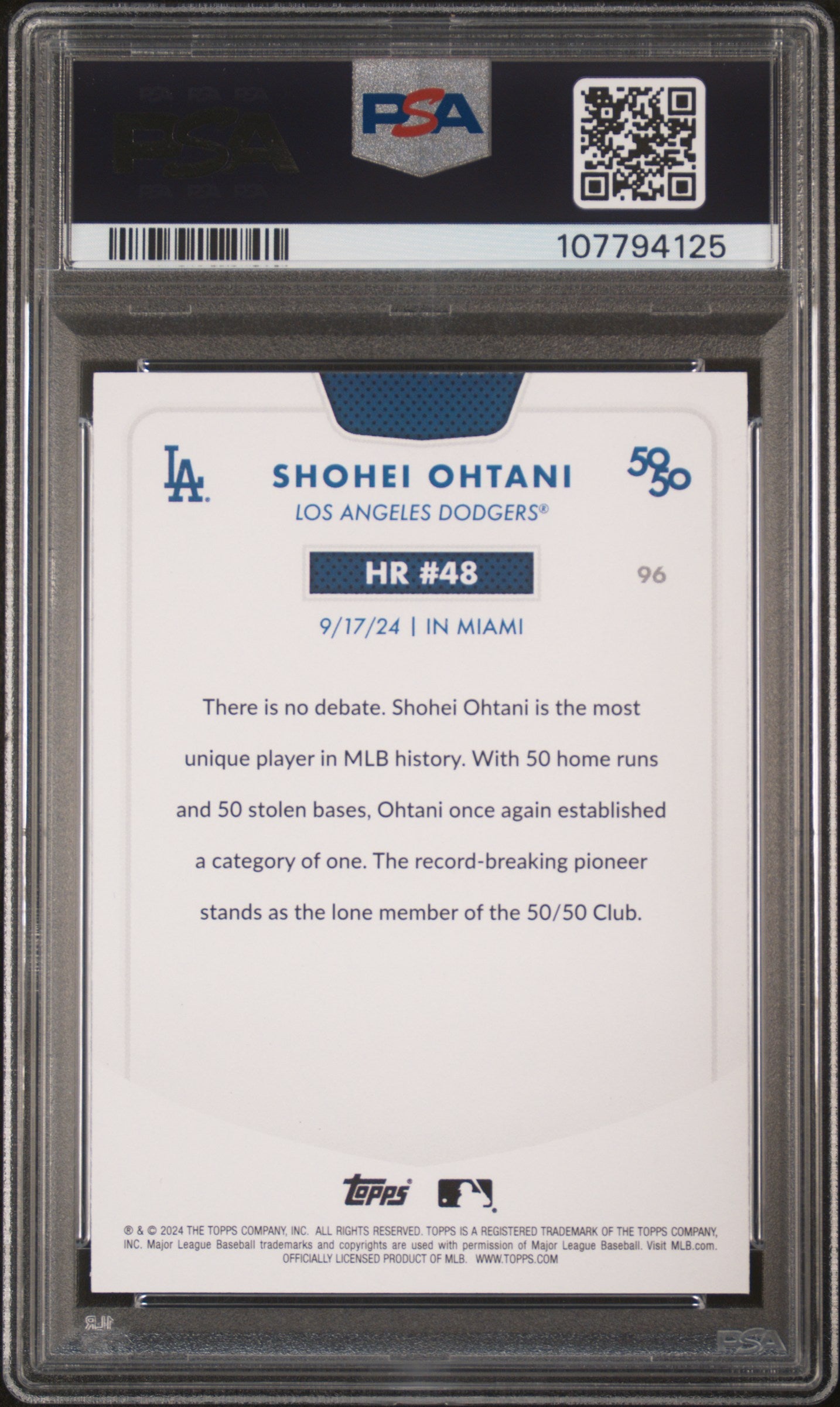 2024 Topps 50/50 Shohei Ohtani #96 Shohei Ohtani PSA 9