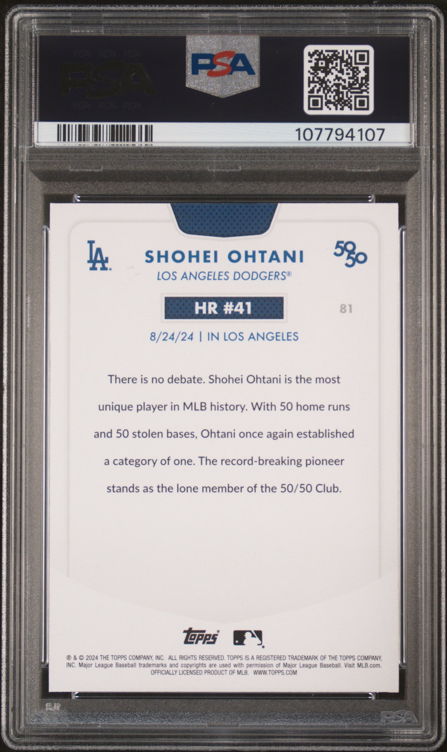 2024 Topps 50/50 Shohei Ohtani #81 Shohei Ohtani PSA 9