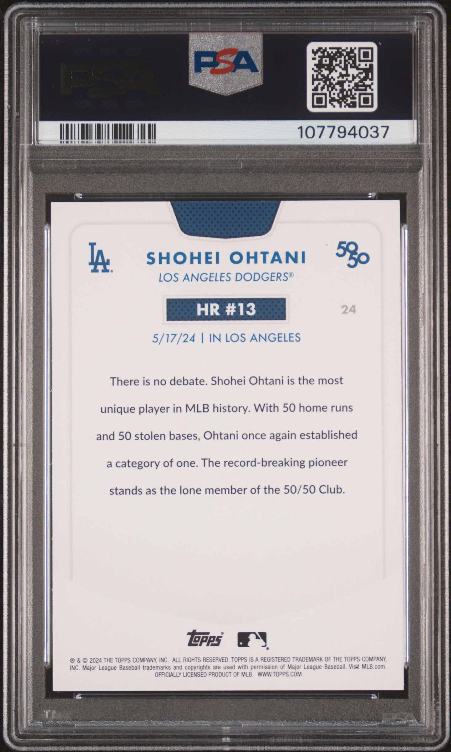 2024 Topps 50/50 Shohei Ohtani #24 Shohei Ohtani PSA 9
