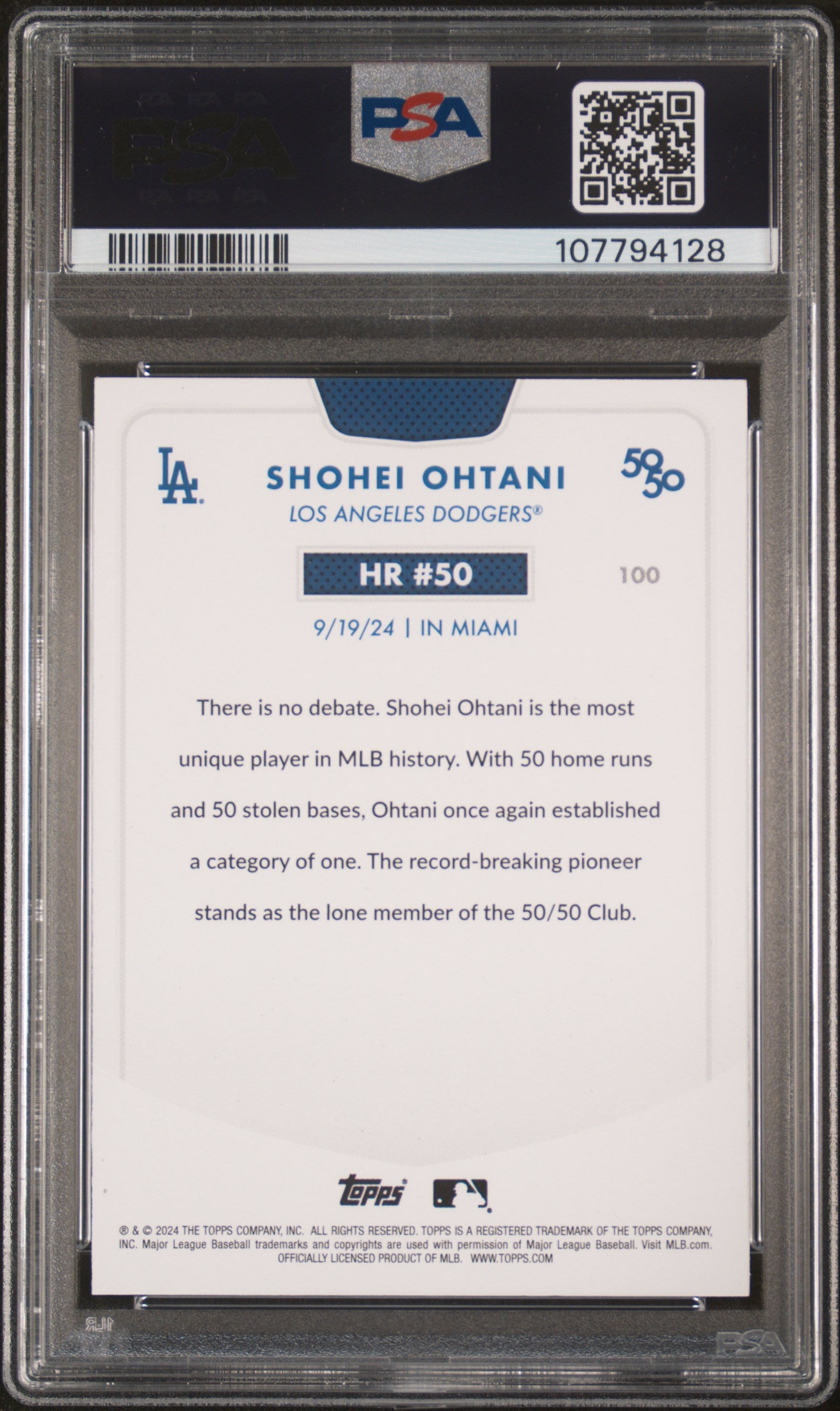 2024 Topps 50/50 Shohei Ohtani #100 Shohei Ohtani PSA 9