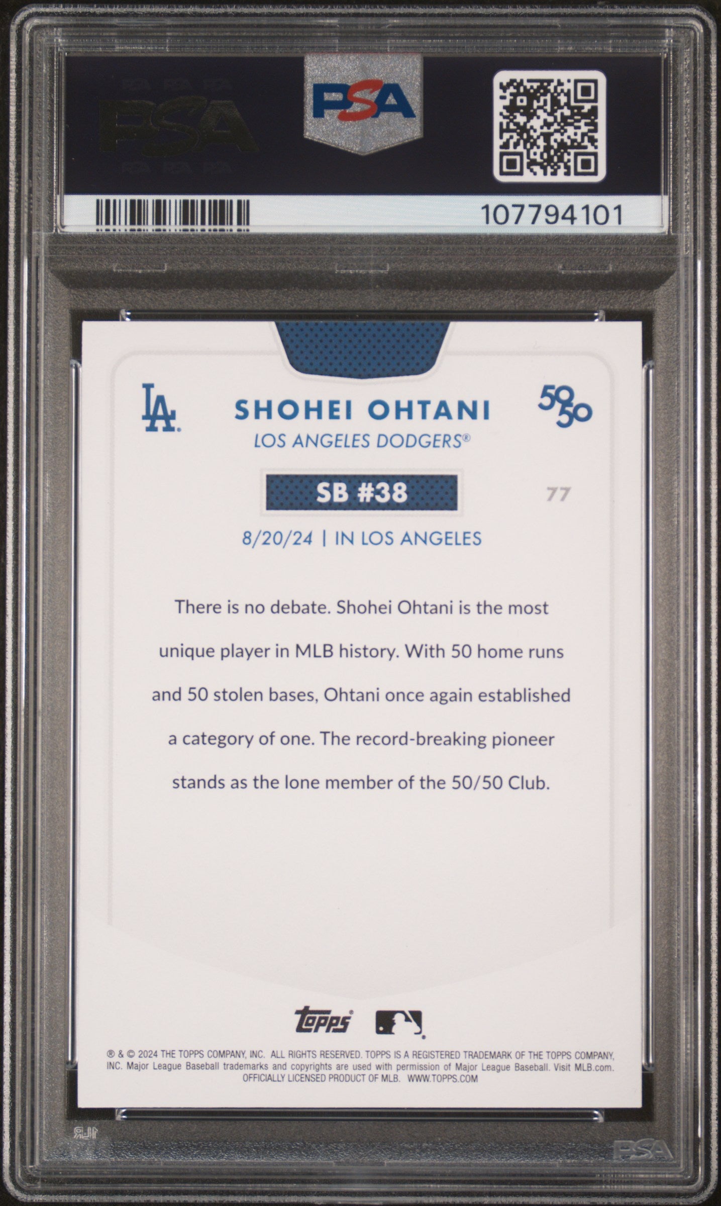 2024 Topps 50/50 Shohei Ohtani #77 Shohei Ohtani PSA 9