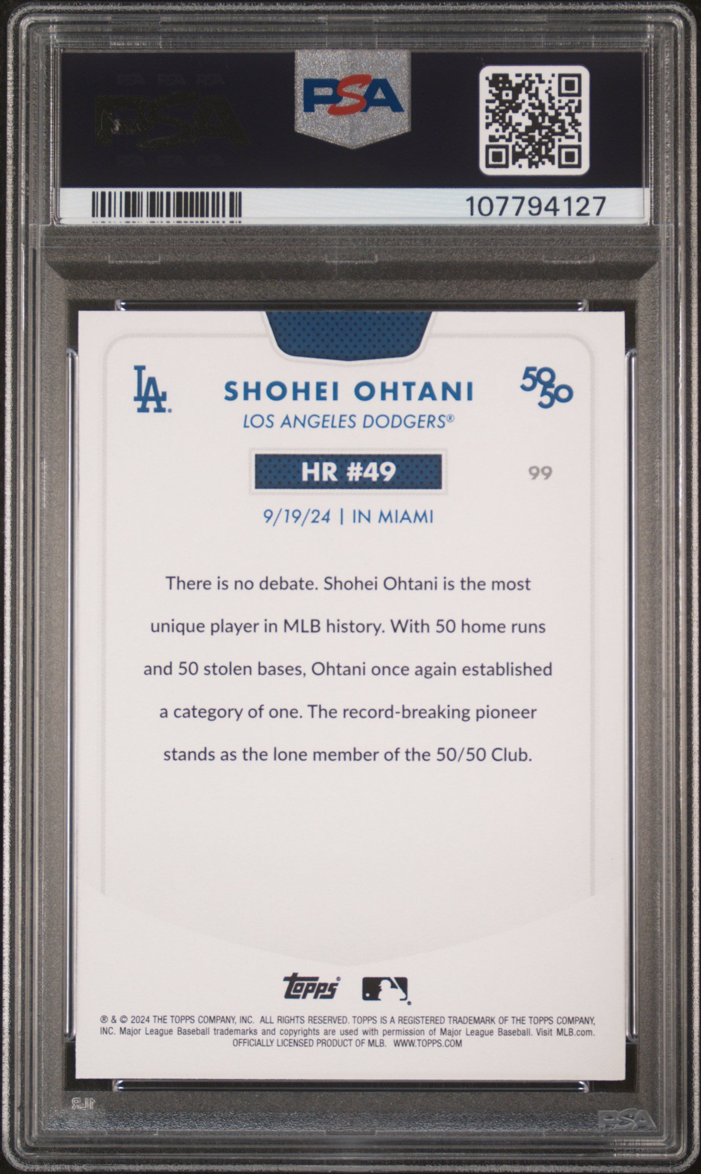 2024 Topps 50/50 Shohei Ohtani #99 Shohei Ohtani PSA 9