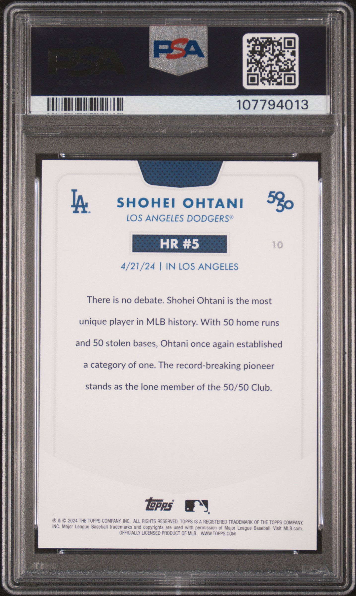 2024 Topps 50/50 Shohei Ohtani #10 Shohei Ohtani PSA 9