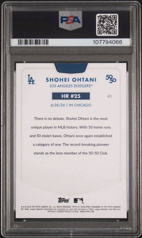 2024 Topps 50/50 Shohei Ohtani #41 Shohei Ohtani PSA 9