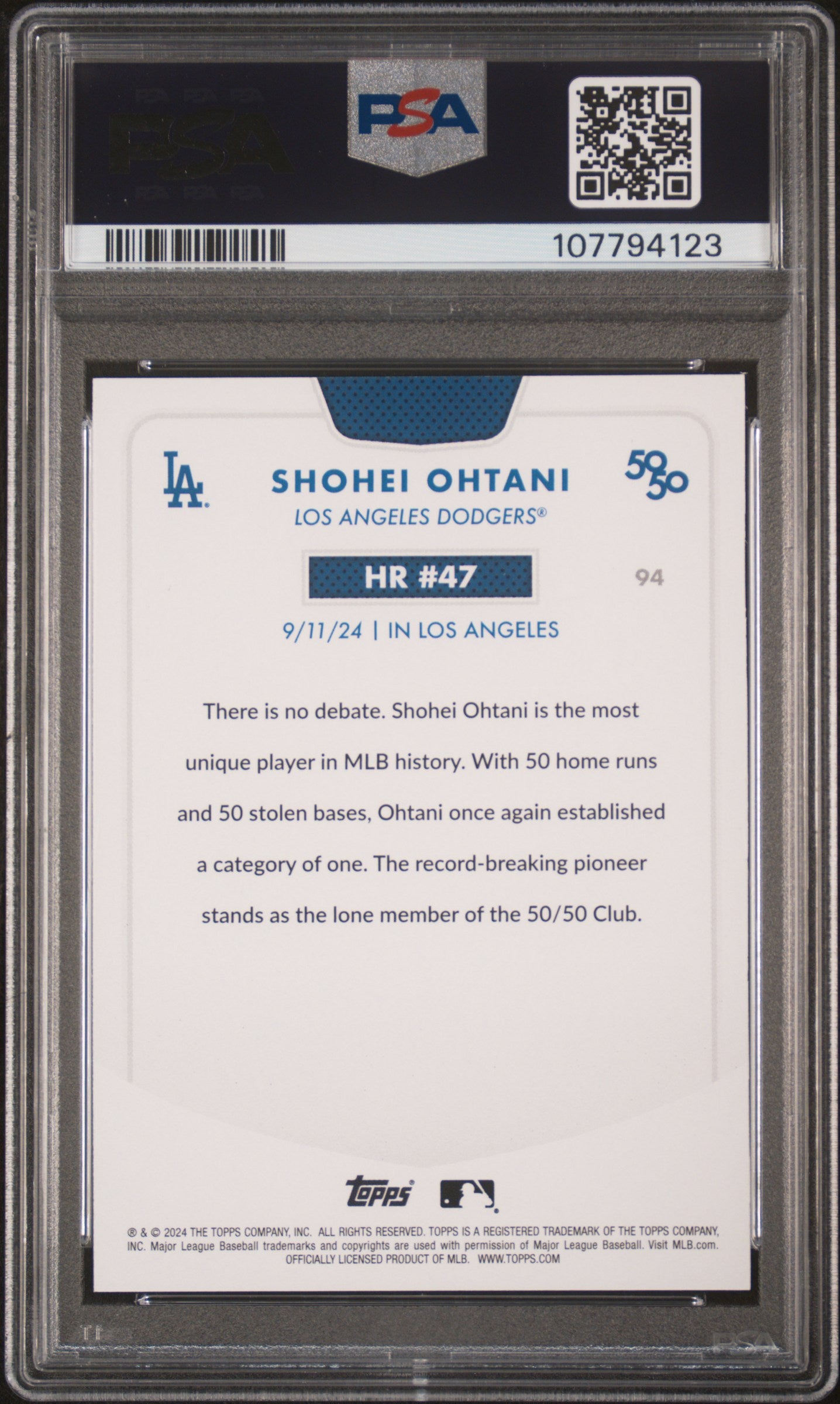 2024 Topps 50/50 Shohei Ohtani #94 Shohei Ohtani PSA 9