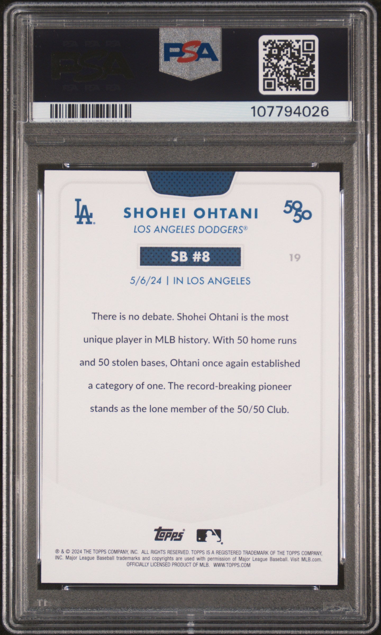 2024 Topps 50/50 Shohei Ohtani #19 Shohei Ohtani PSA 9