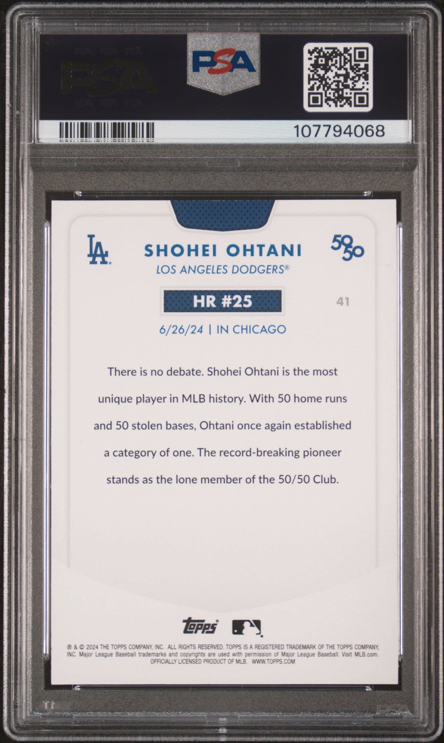 2024 Topps 50/50 Shohei Ohtani #41 Shohei Ohtani PSA 9