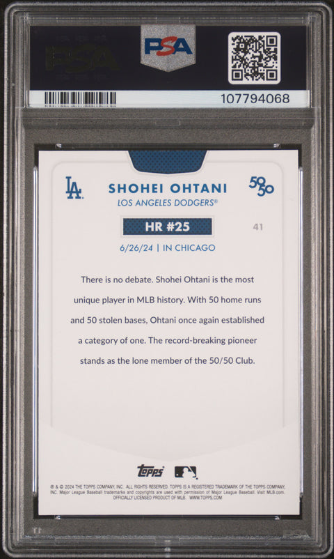 2024 Topps 50/50 Shohei Ohtani #41 Shohei Ohtani PSA 9