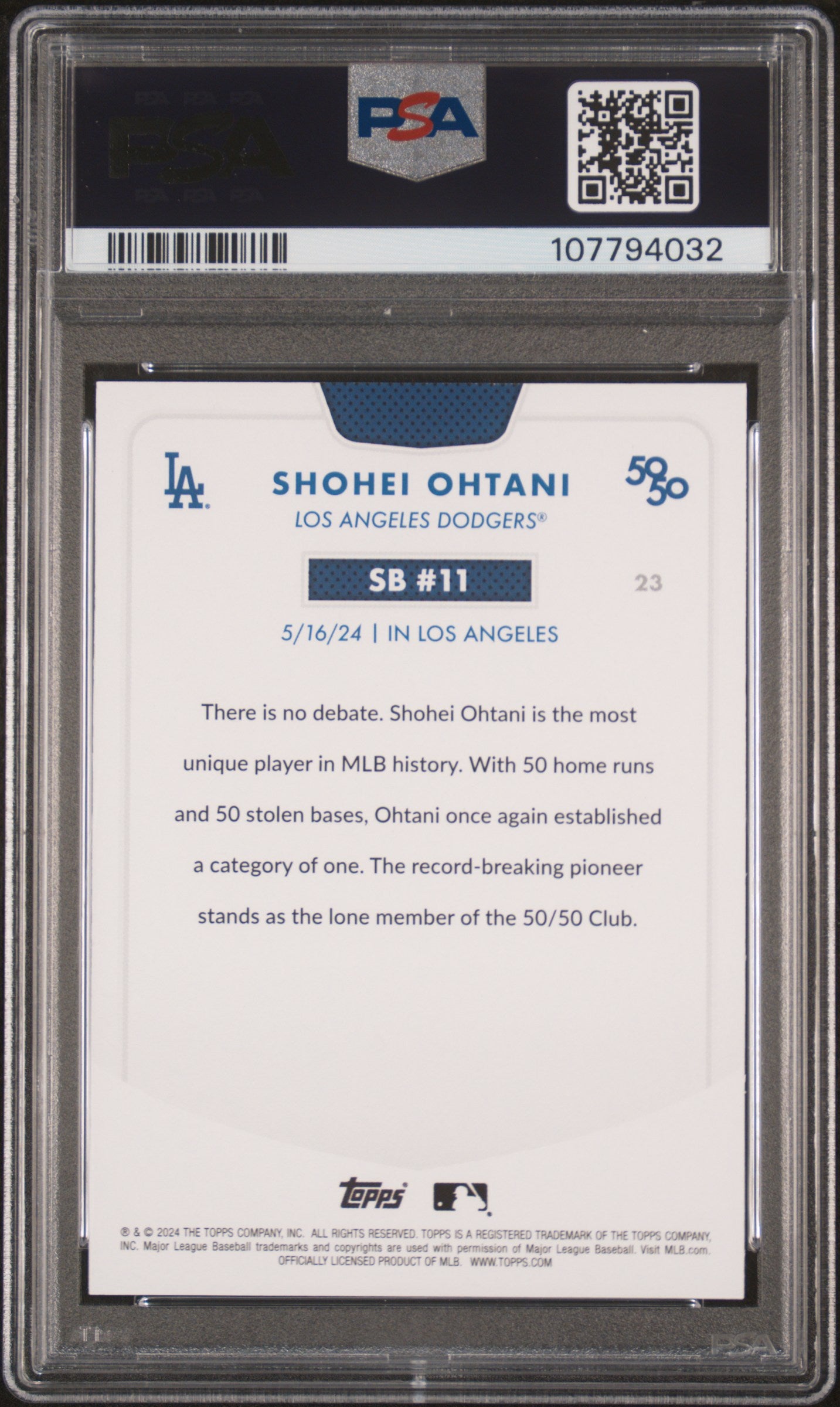 2024 Topps 50/50 Shohei Ohtani #23 Shohei Ohtani PSA 9