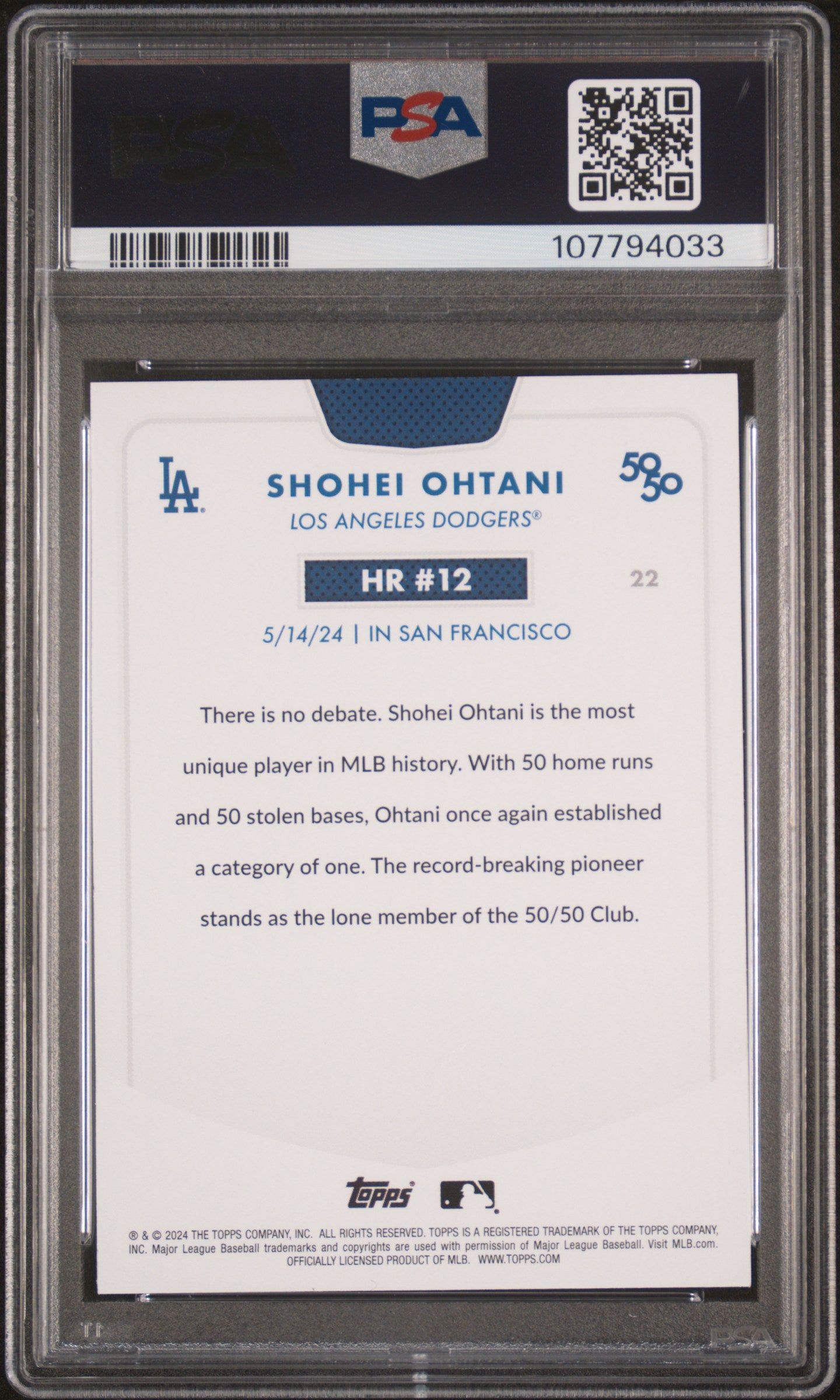 2024 Topps 50/50 Shohei Ohtani #22 Shohei Ohtani PSA 9
