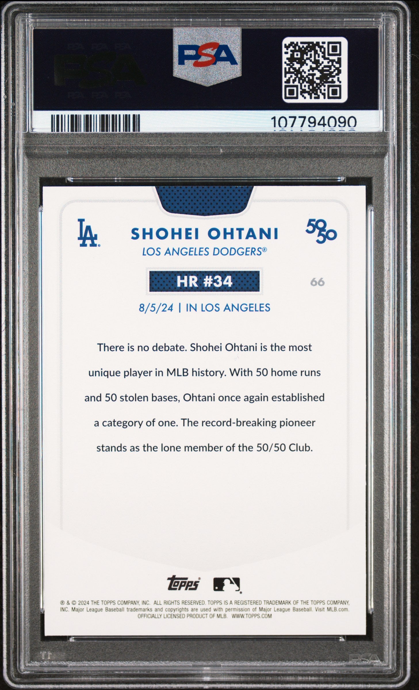 2024 Topps 50/50 Shohei Ohtani #66 Shohei Ohtani PSA 9