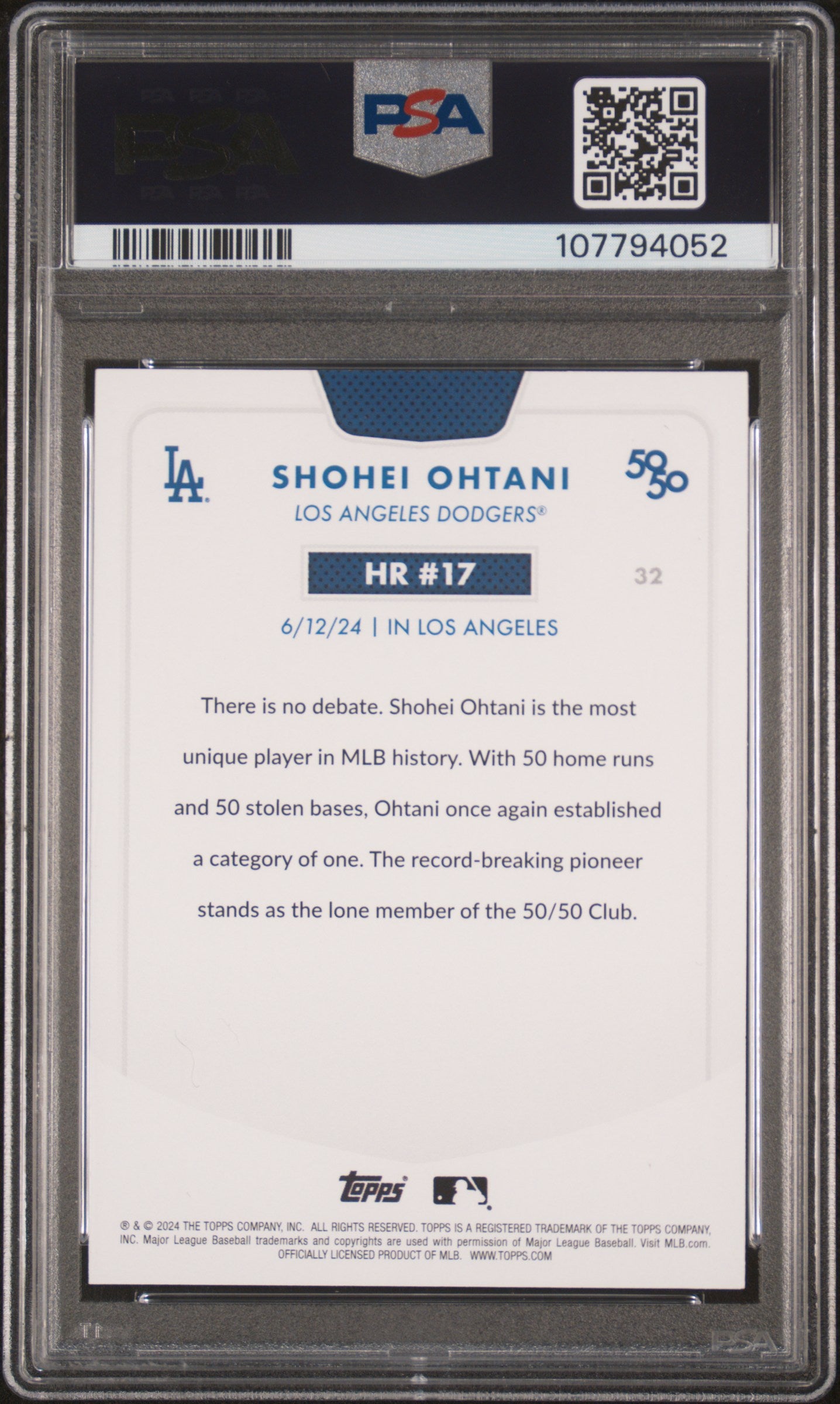 2024 Topps 50/50 Shohei Ohtani #32 Shohei Ohtani PSA 8