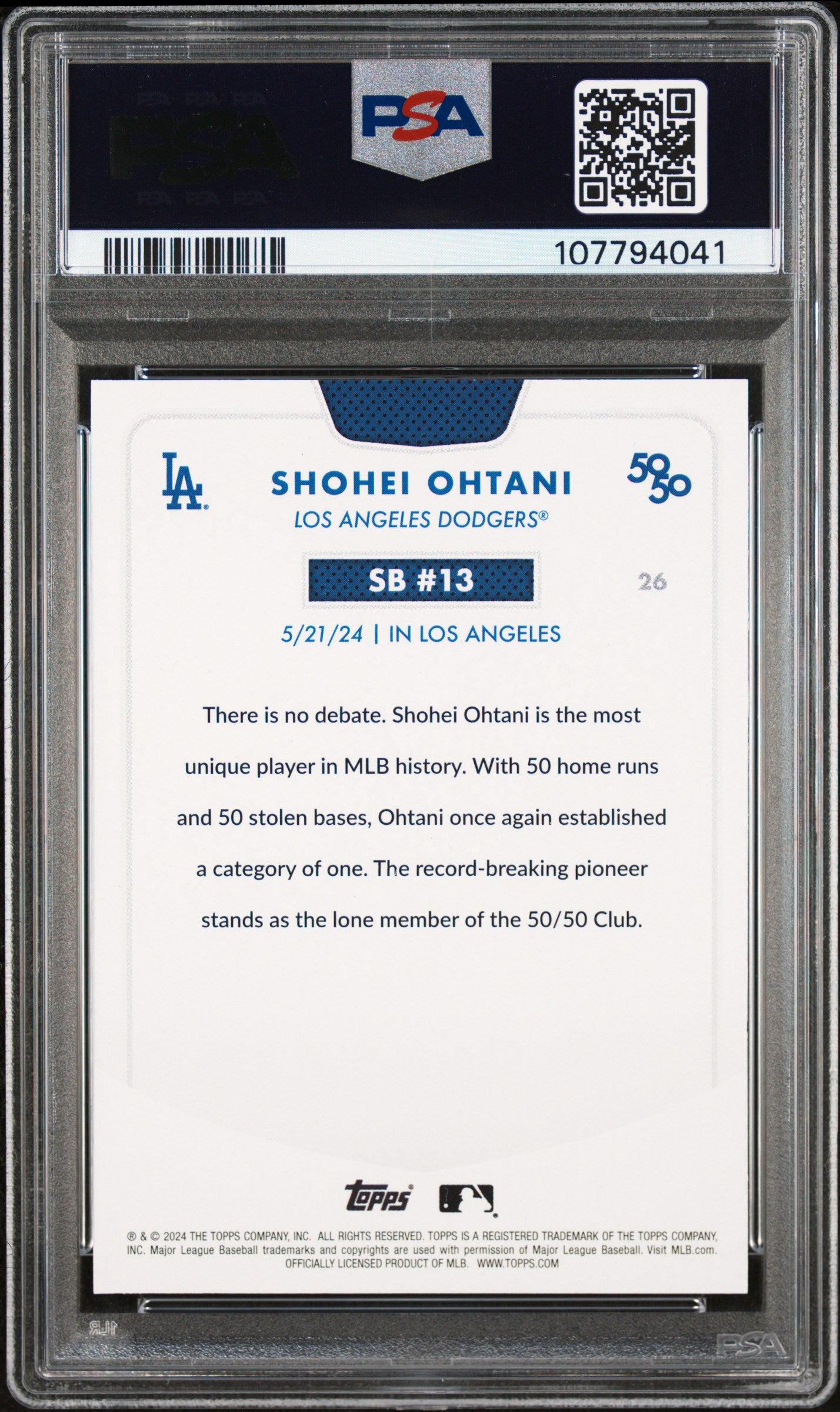 2024 Topps 50/50 Shohei Ohtani #26 Shohei Ohtani PSA 8