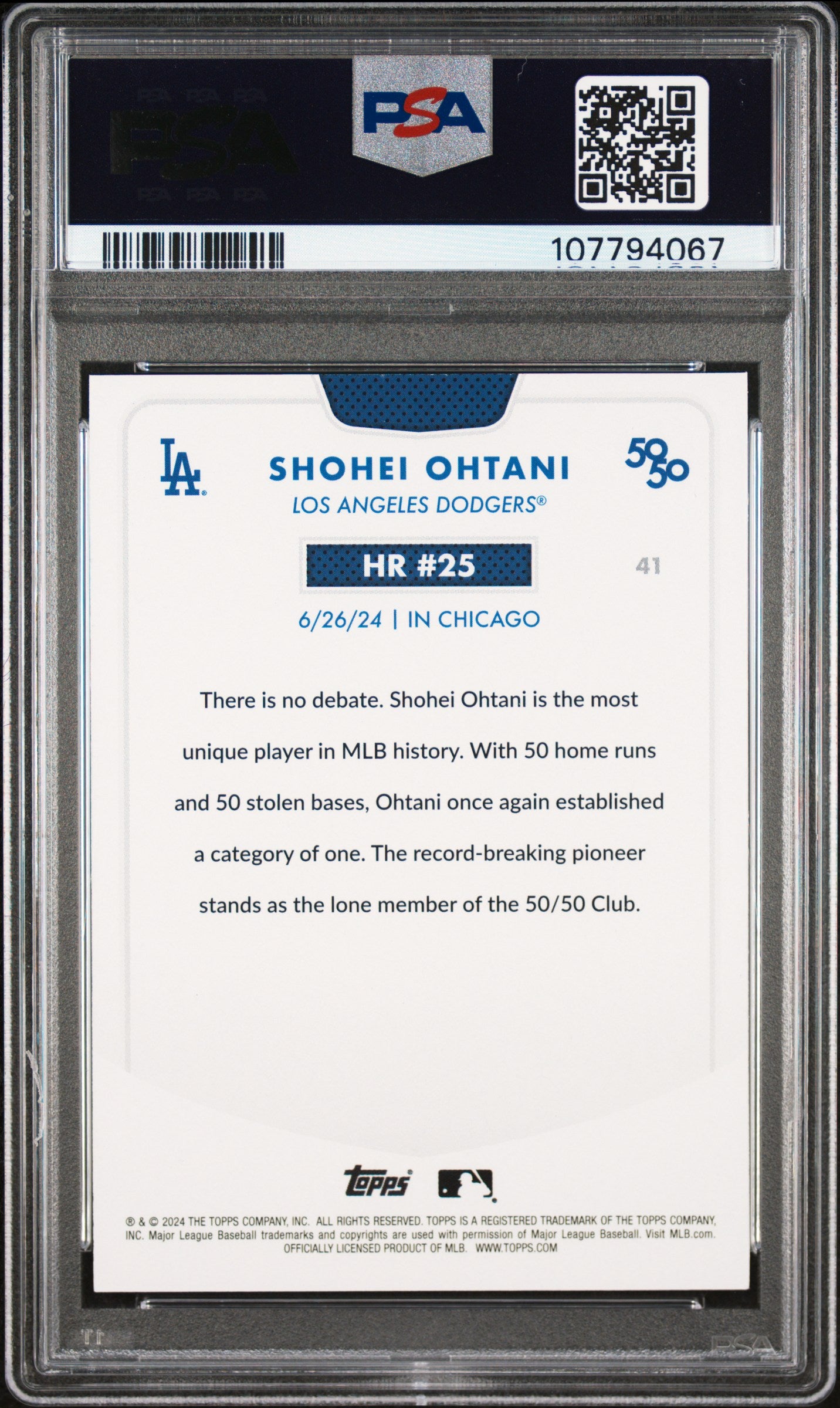 2024 Topps 50/50 Shohei Ohtani #41 Shohei Ohtani PSA 8