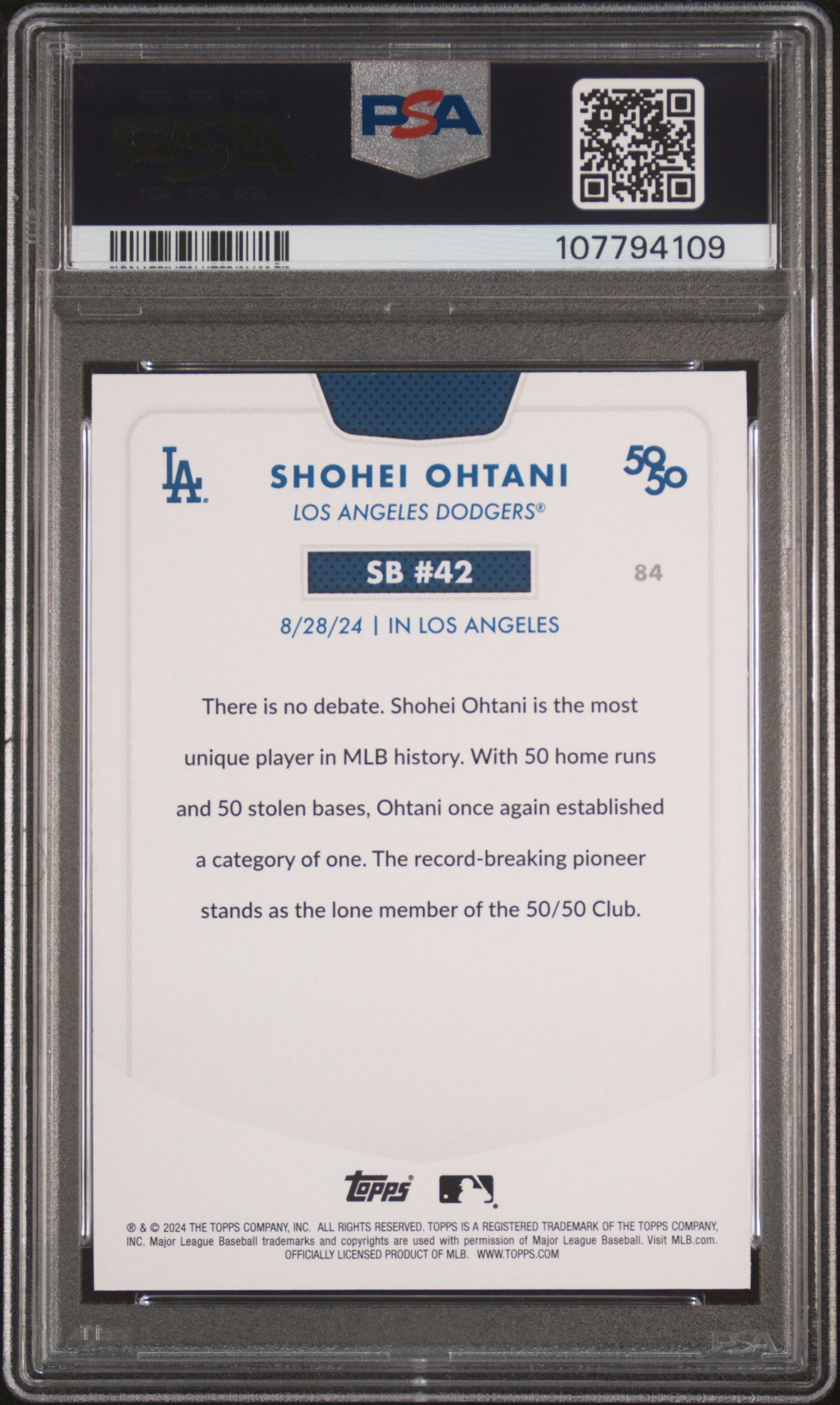 2024 Topps 50/50 Shohei Ohtani #84 Shohei Ohtani PSA 8