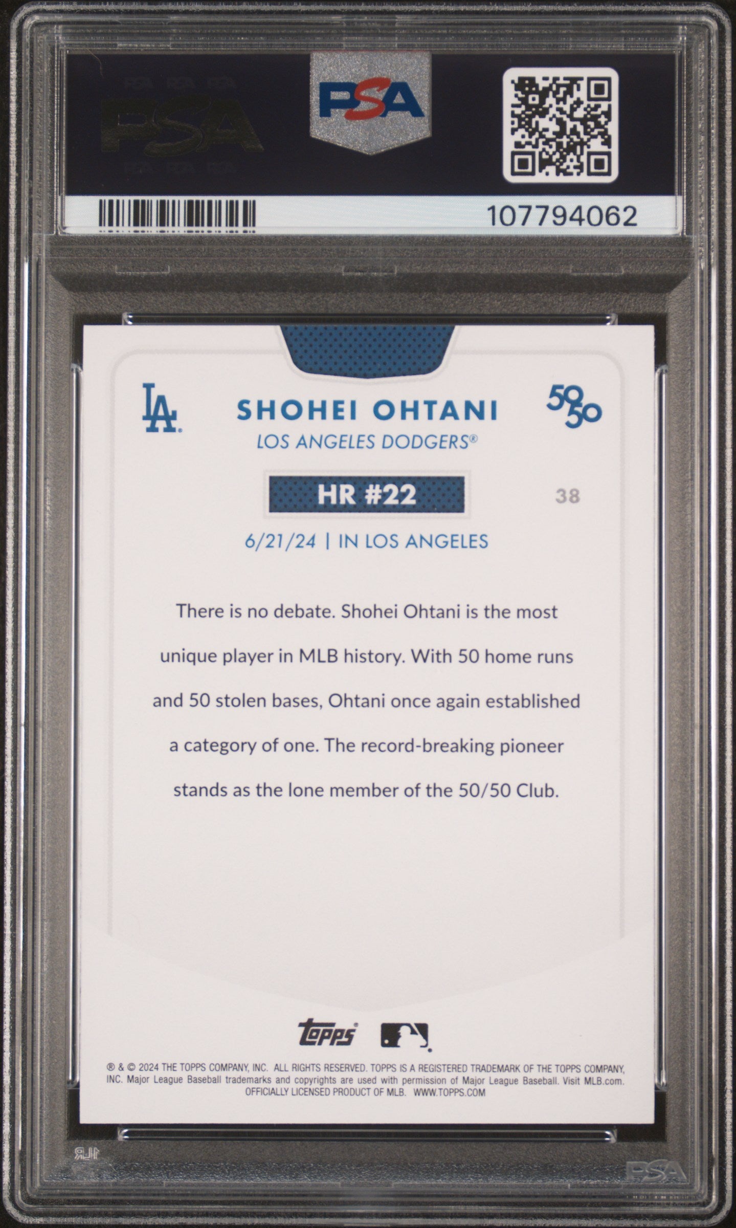 2024 Topps 50/50 Shohei Ohtani #38 Shohei Ohtani PSA 8