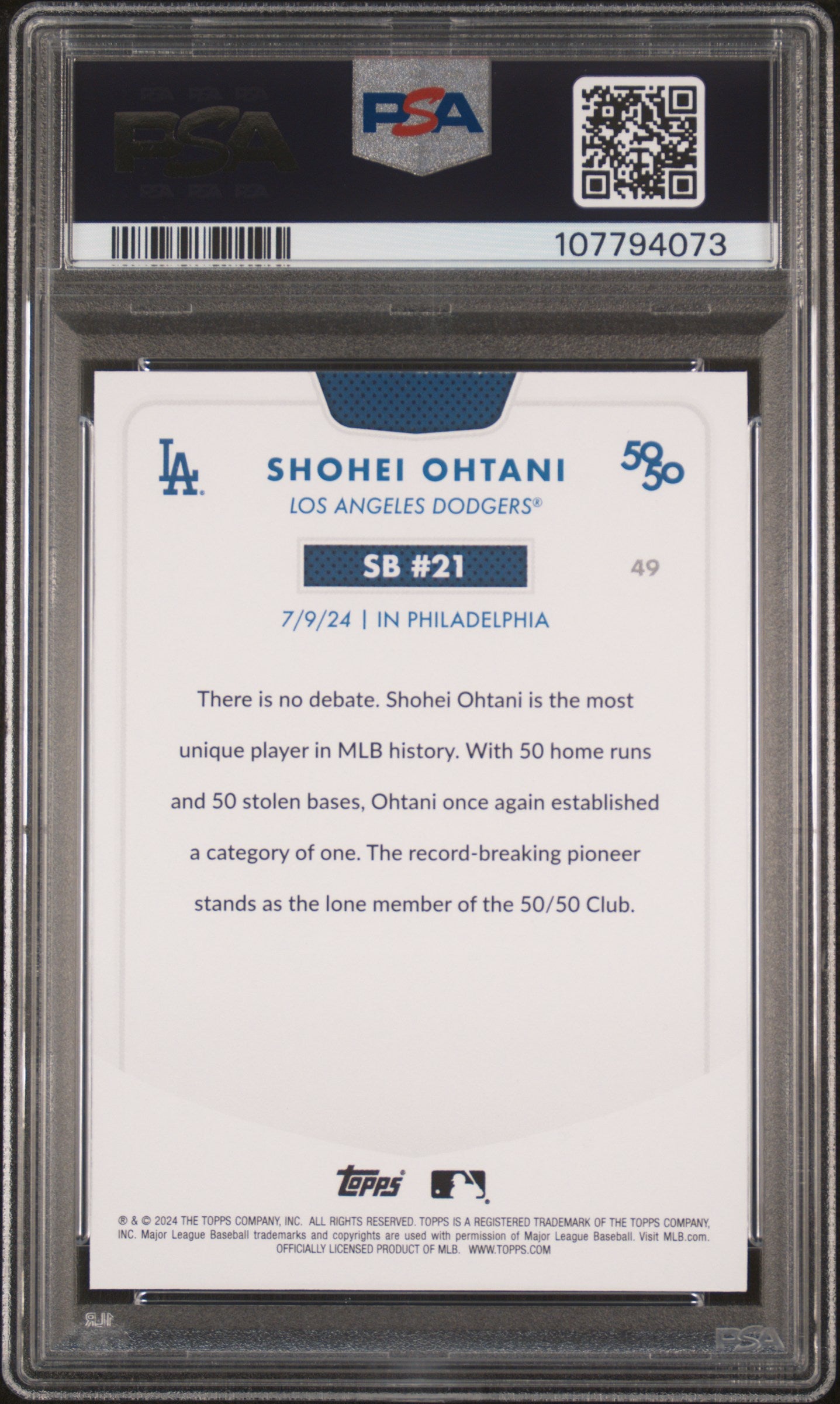 2024 Topps 50/50 Shohei Ohtani #49 Shohei Ohtani PSA 8